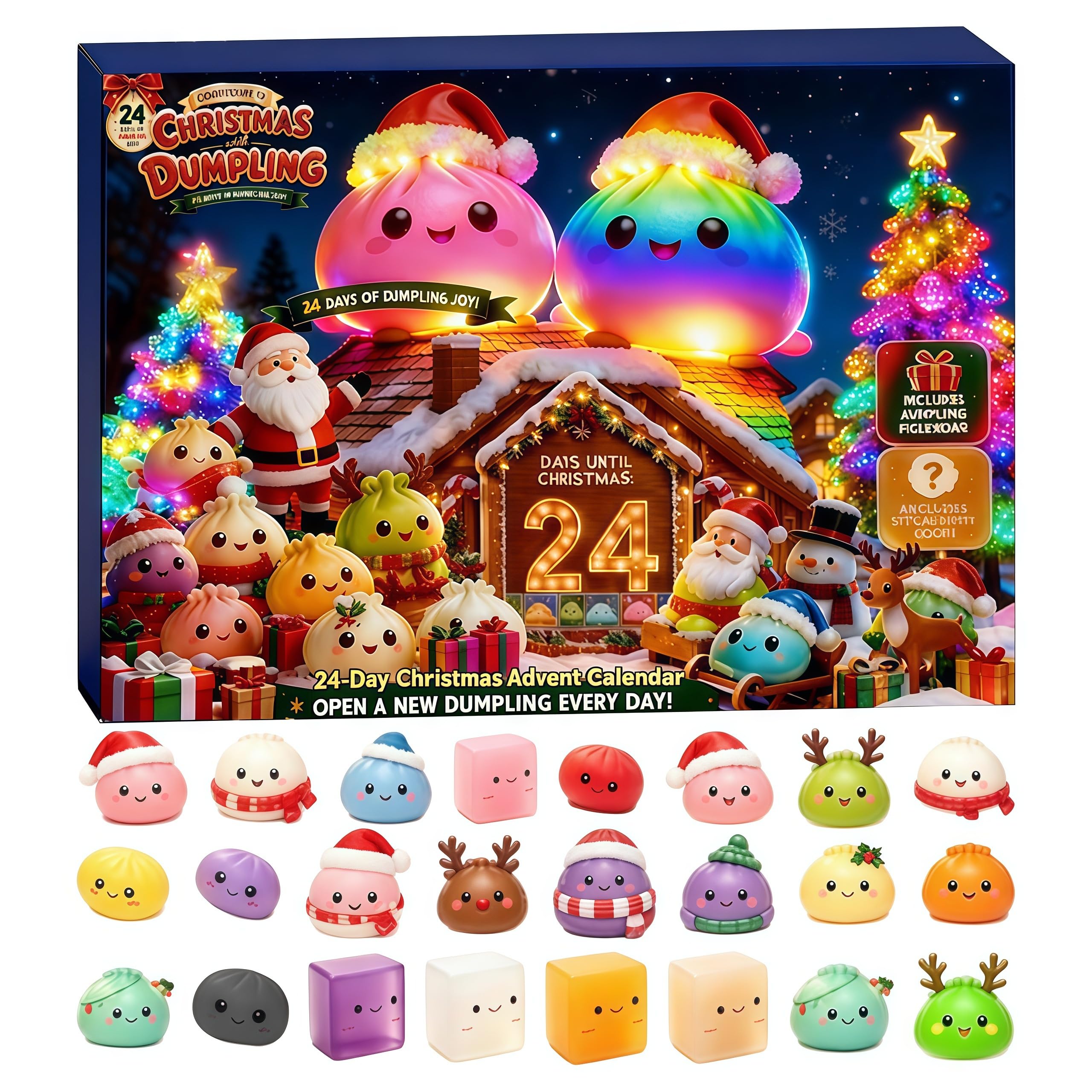 Christmas Dumpling Squishy Advent Calendar 2026, 24 Days Countdown Toy (#G) — image 1