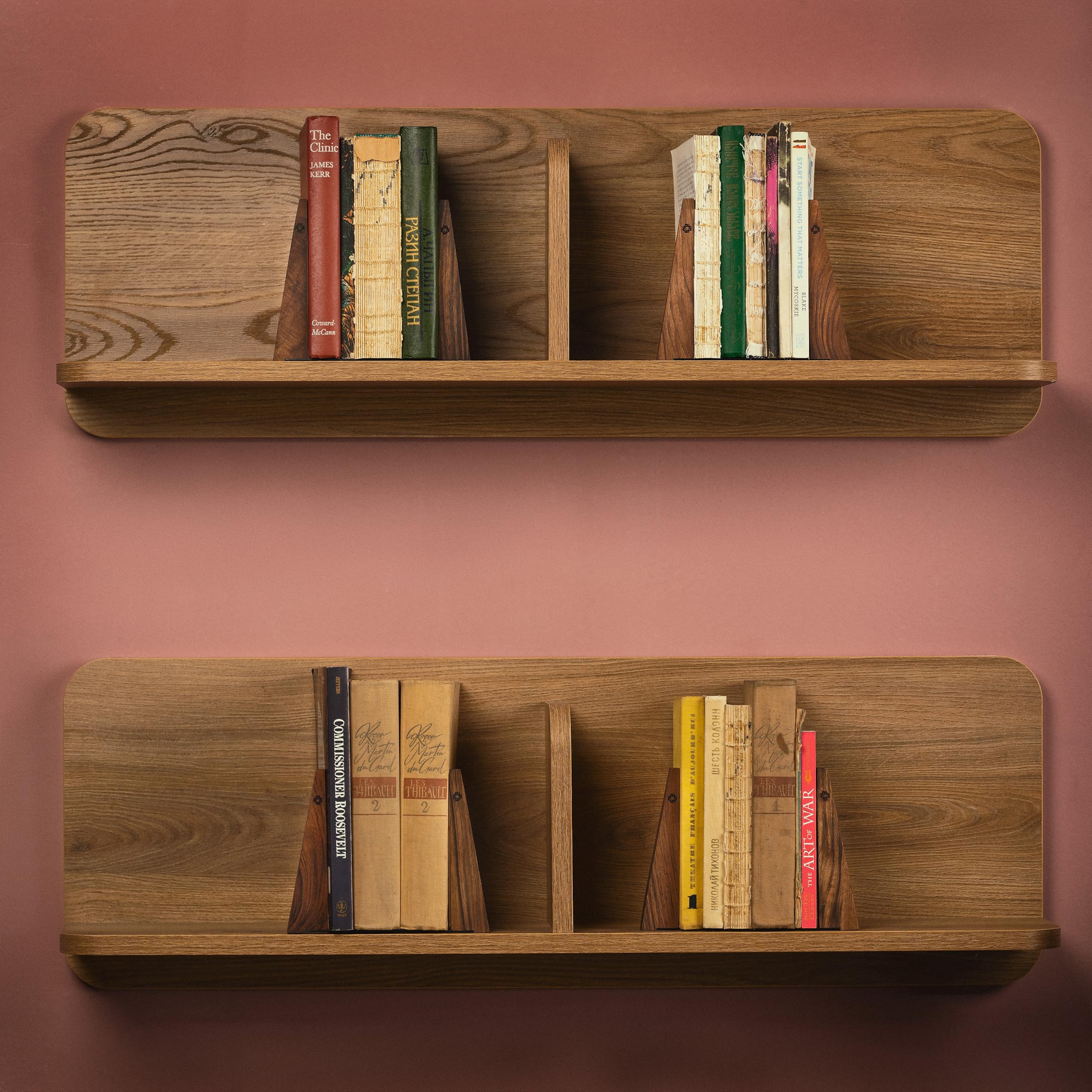 TILISMA - Enges Buch aus Holz, handgefertigt, dekorativ, für Regale – robuste Bücher für schwere Bücher – Walnuss