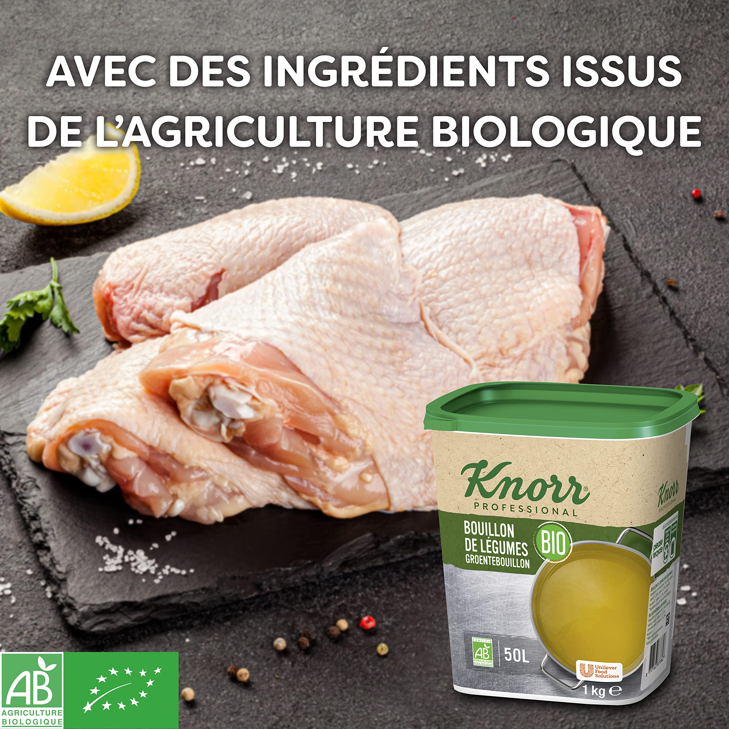 Knorr Professional Knorr Bouillon de Volaille Bio 1kg jusqu'à 50L