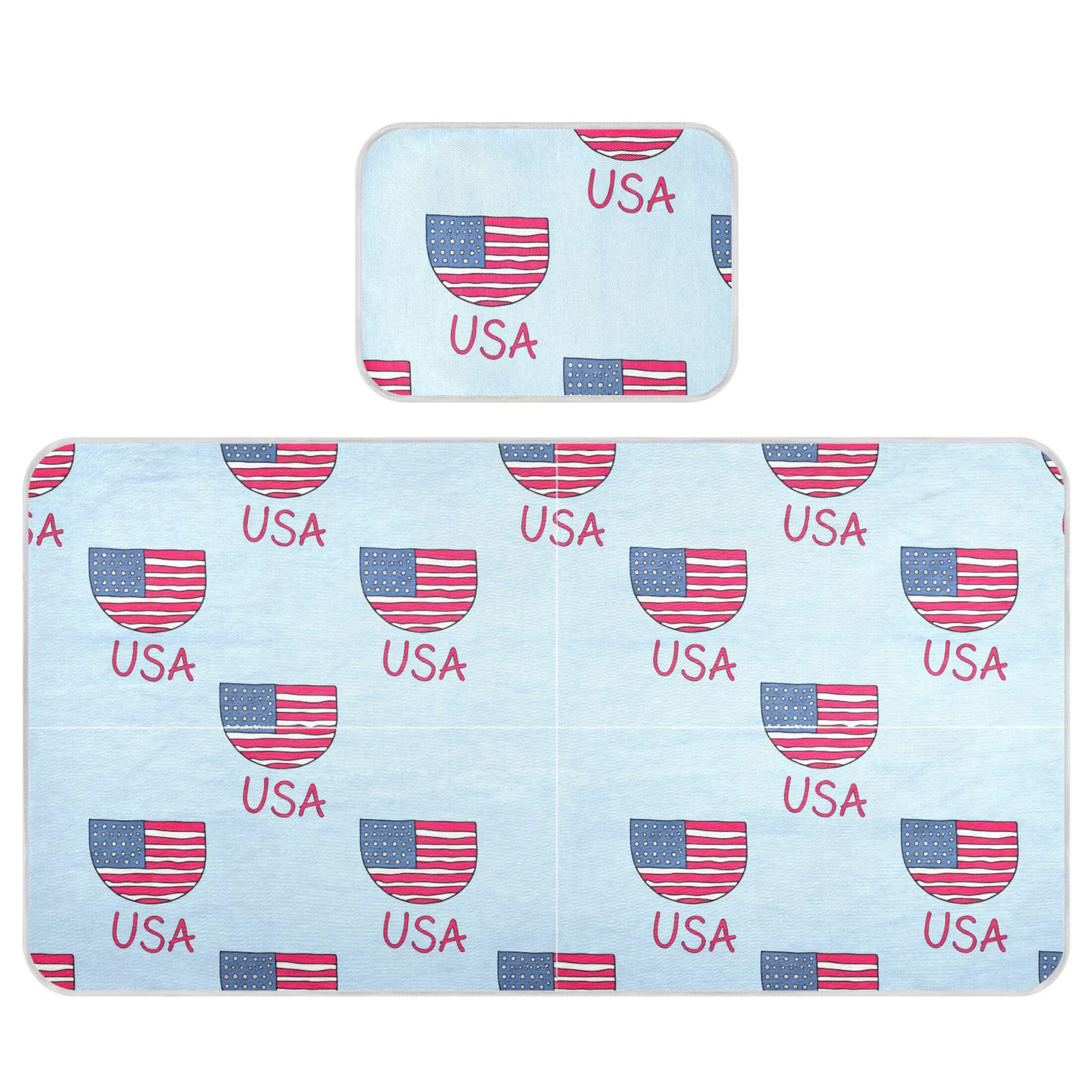 Takiito USA Flag Baby Cooling Mattress Pad, Soft & Breathable Cooling Mat Keep Baby Cool in Summer 28x52 in, Nursery Essential