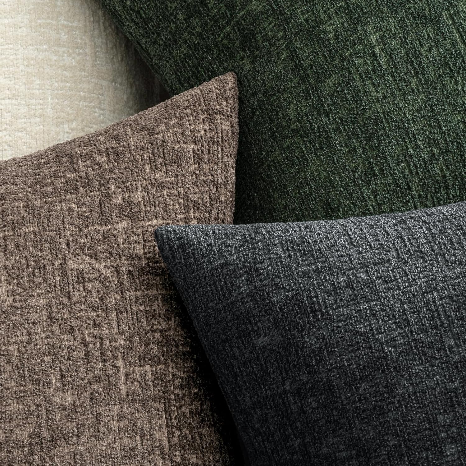 MIULEE Decorative Throw Pillow Covers 20x20 Pack of 2 Taupe Couch Pillow Covers Soft Cozy Textured Chenille Pillowcases for Home Decor Sofa Living Room Cushion Bedroom