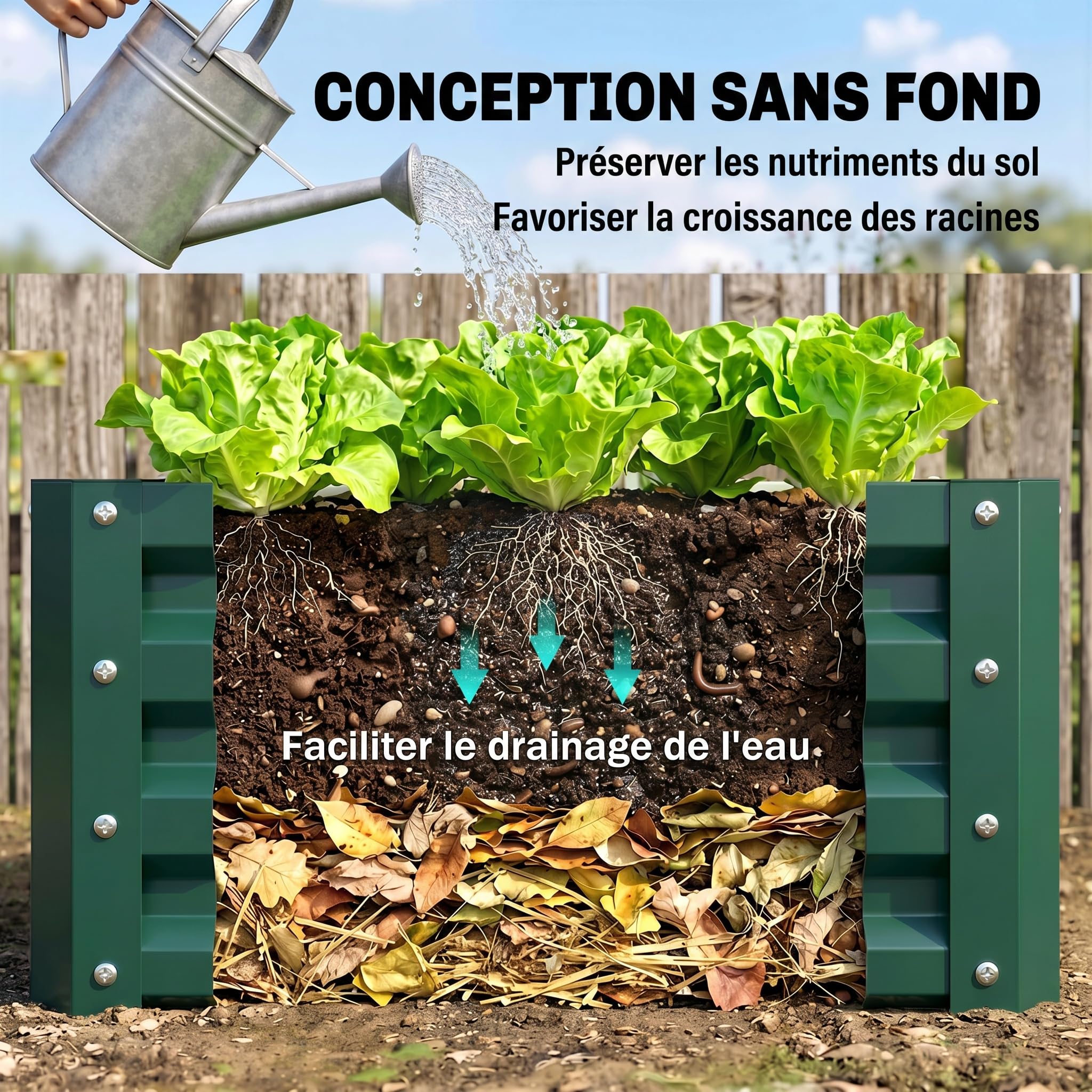Outsunny Lot de 2 jardinières surélevées en Acier galvanisé 60 x 60 x 30,5 cm, Carre Potager de Jardin pour légumes, Fleurs et Herbes, Vert