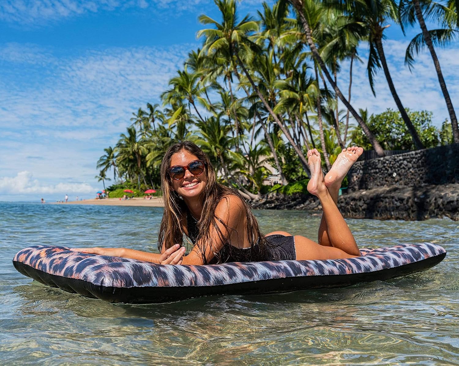PoolCandy Safari Collection Deluxe Leopard Print Pool Raft 74" - High Resolution Photo RealPrint Technology