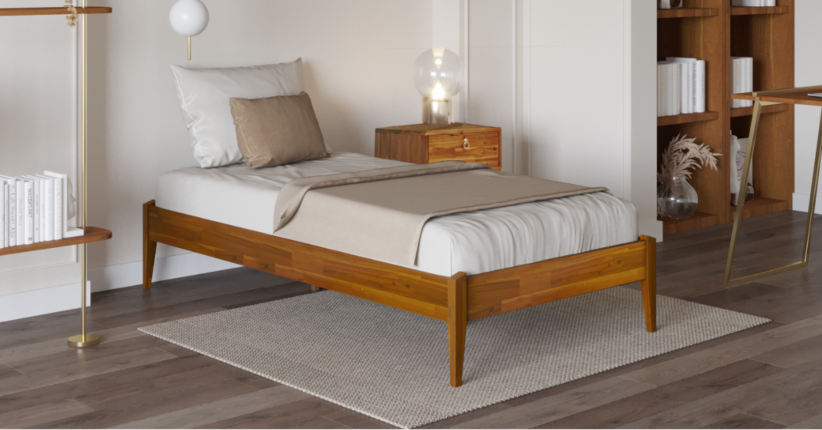 Amazon.com: Bme Dinkee Twin Bed Frames without Headboard, Acacia