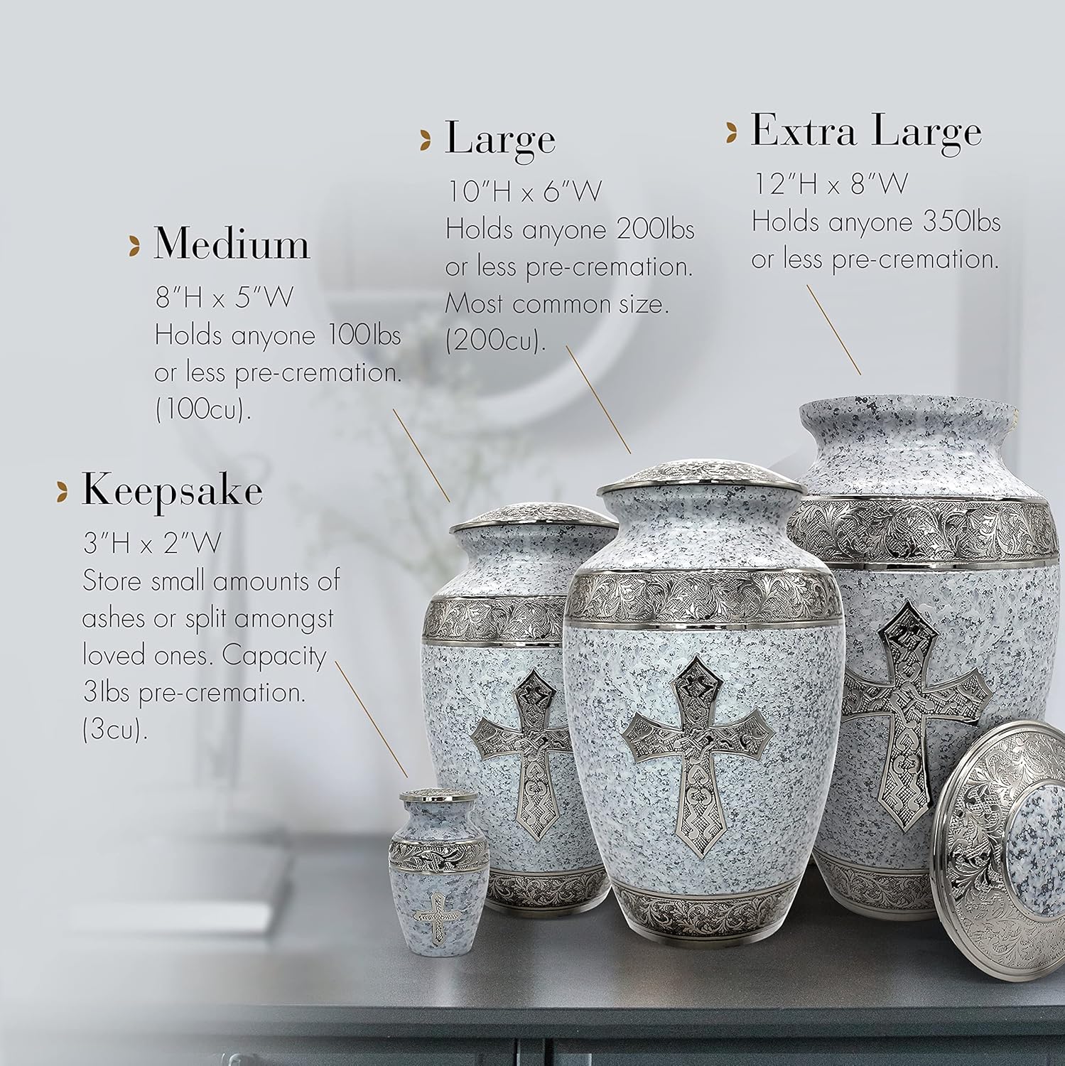 White Love of Christ Cremation Urn for Ashes for Women - Personalized Cremation Urns for Human Ashes Adult Female Decorative Urns - Beautifully Handcrafted Cross Urn