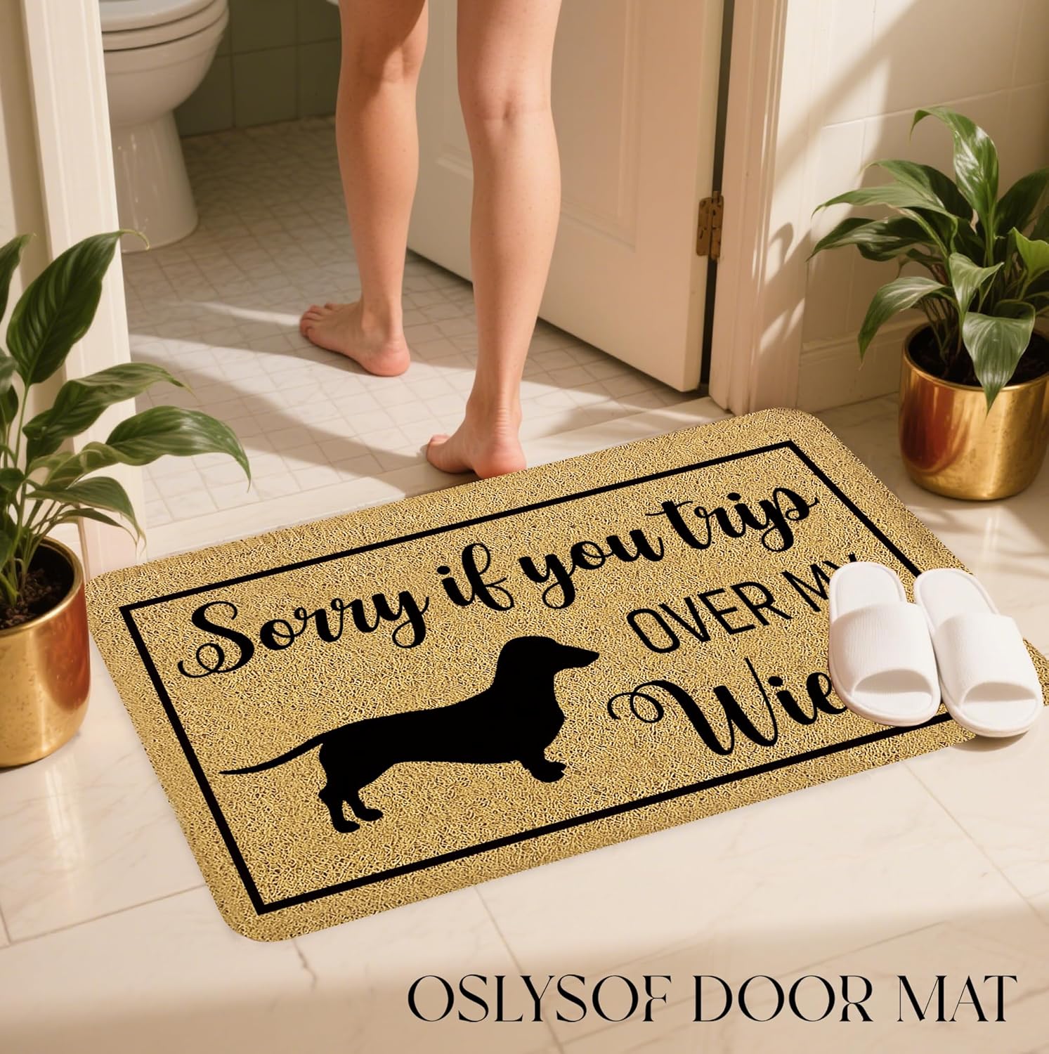 Dachshund Door Mat, Sorry If You Trip Over My Wiener Funny Doormat for Front Door Indoor Outdoor Porch Entrance Entryway, Funny Dachshund Weiner Dog Welcome Mat Outside, 17x30 Inches