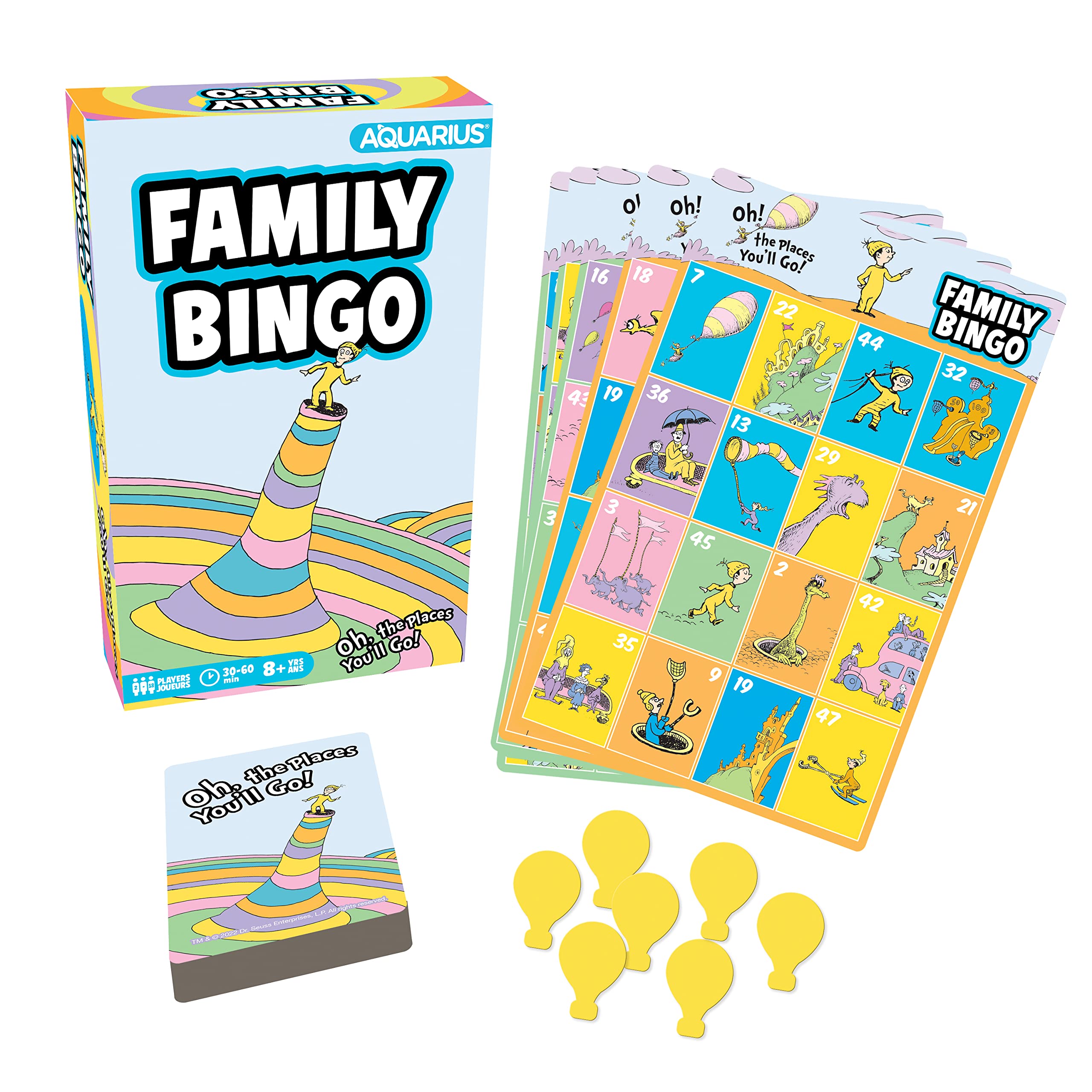 Amazon.com: AQUARIUS Oh, The Places Youll Go! Family Bingo Game - Fun  Family Party Game for Kids, Teens & Adults - Entertaining Game Night Gift -  Officially Licensed Merchandise : Toys & Games