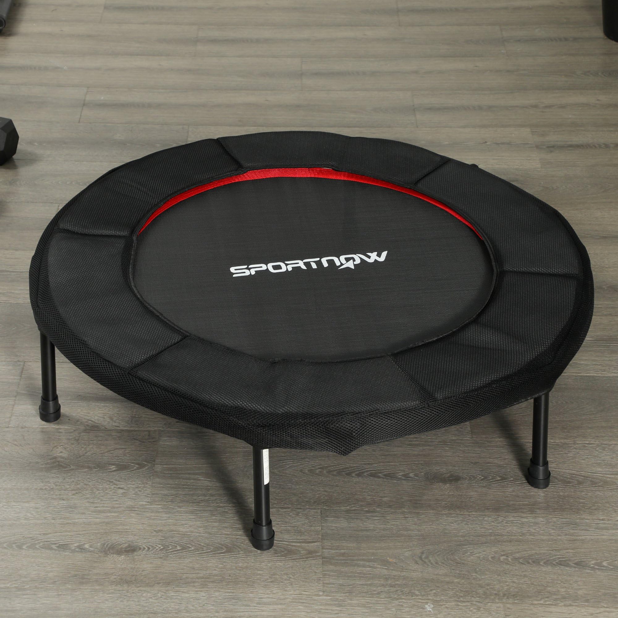 SPORTNOW Trampoline de Fitness, Ø 102 cm, Trampoline d'exercice avec Pieds antidérapants, Cadre en Acier, capacité de 100 kg, Usage intérieur/extérieur, pour Gymnastique, entraînement, Rouge