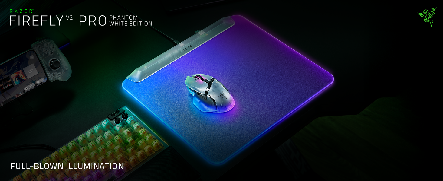 Razer Firefly V2 Pro Phantom White - Fully illuminated gaming