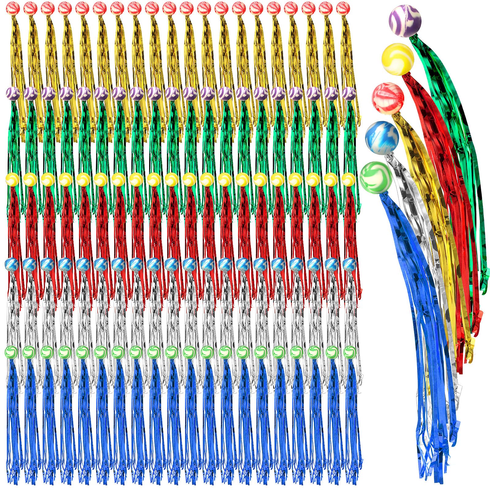 Leyndo 200 Pcs Comet Balls Rubber Bouncy Balls Bulk with Colorful Streamers Mini Ball with Tail for Birthday Party Favors Piñata Goodie Bag Stuffers, Assorted Colors