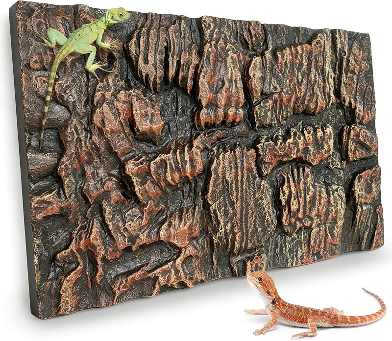 Fundo 3D de PU com efeito rochoso para aquário e terrário Sysmashing Marrom — 59,94 x 47,5 cm