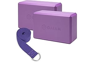 Gaiam Yoga Block and Yoga Strap Combo Set: Enhance Flexibility and Alignment