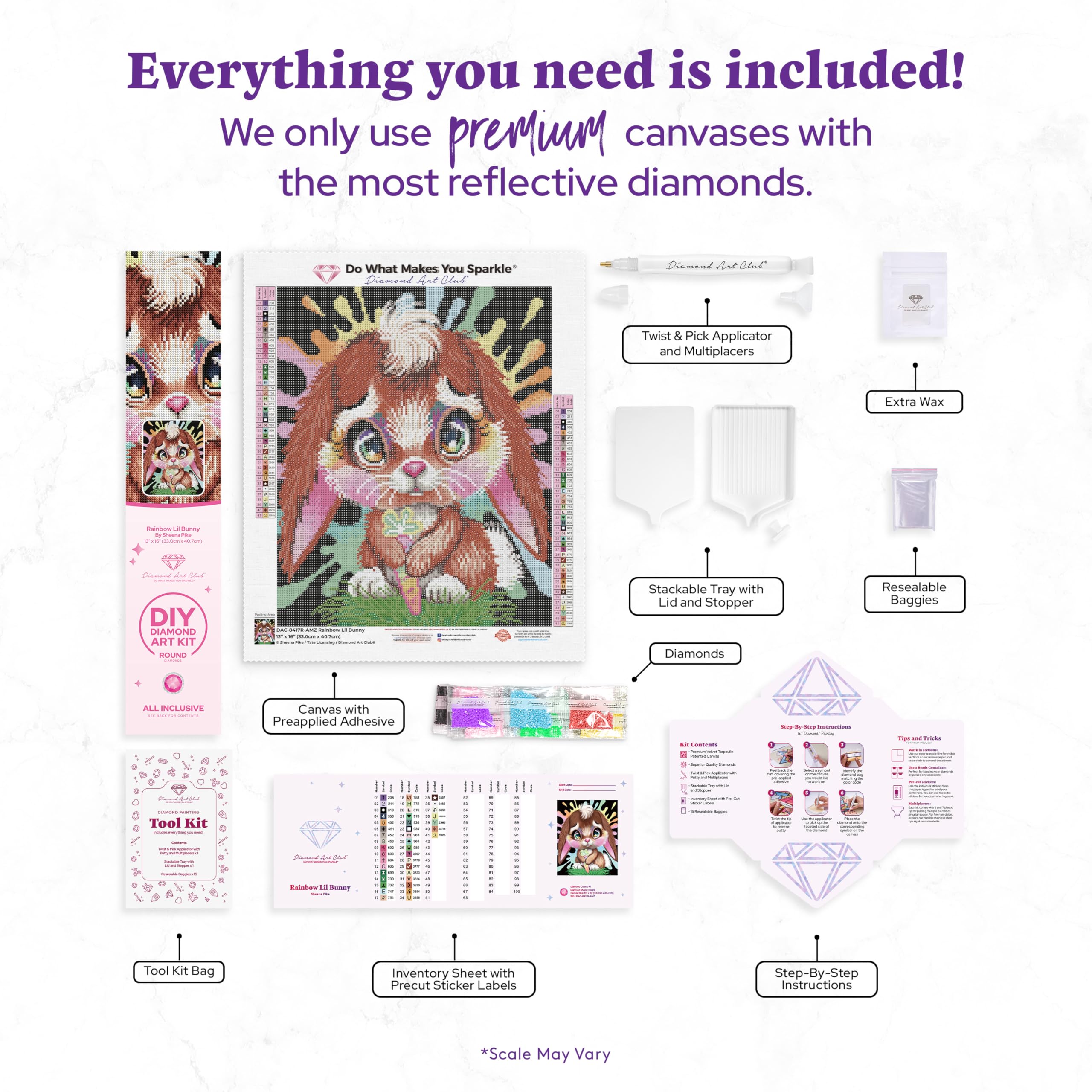 Amazon.com: DIAMOND ART CLUB Rainbow Lil Bunny Diamond Painting