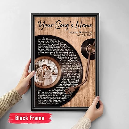 Vista 6 de H-DEWALL Letras de canciones personalizadas, lienzo enmarcado en marrón, música romántica del día de San Valentín, regalo personalizado para marido