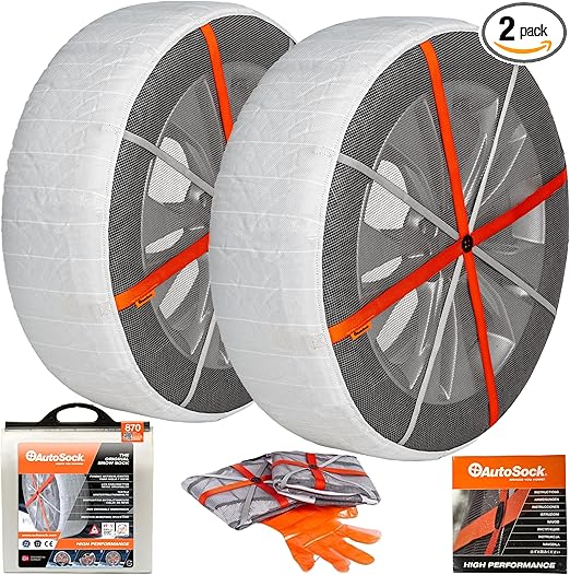 AutoSock for Passenger Vehicles HP870, Snow Socks for Tires, Pack of 2