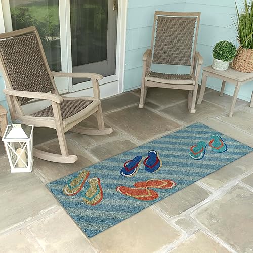 Miniatura 49 de Liora Manne Compass - Alfombra azul marino para porche delantero para interiores y exteriores, 5 pies x 7 pies 6 pulgadas Compass Navy,Brújula