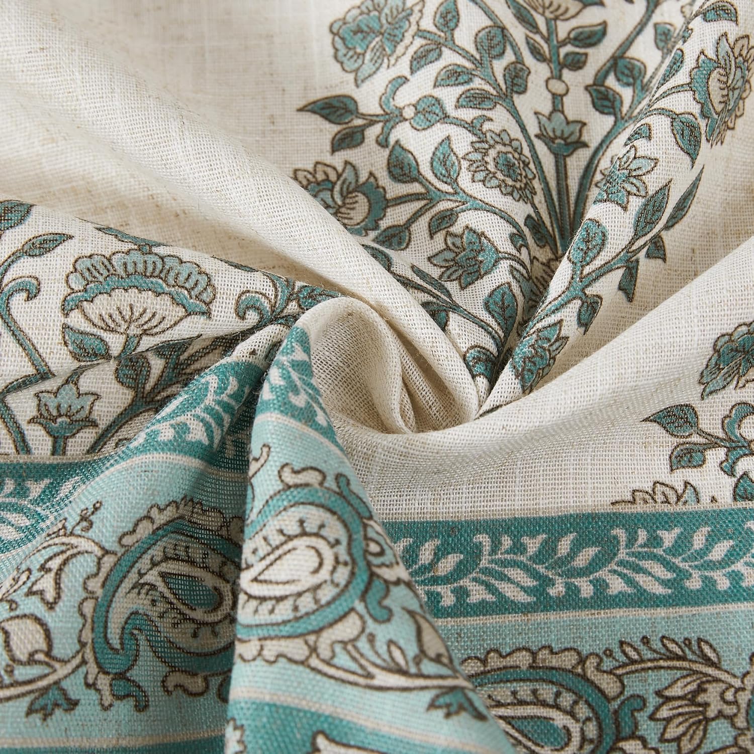 Lush Decor Sofia Flower Block Bouquet Shower Curtain Single 72" W X 72" L Teal - Bath Curtain - Block Print - Floral Shower Curtain - Vintage Boho Decor