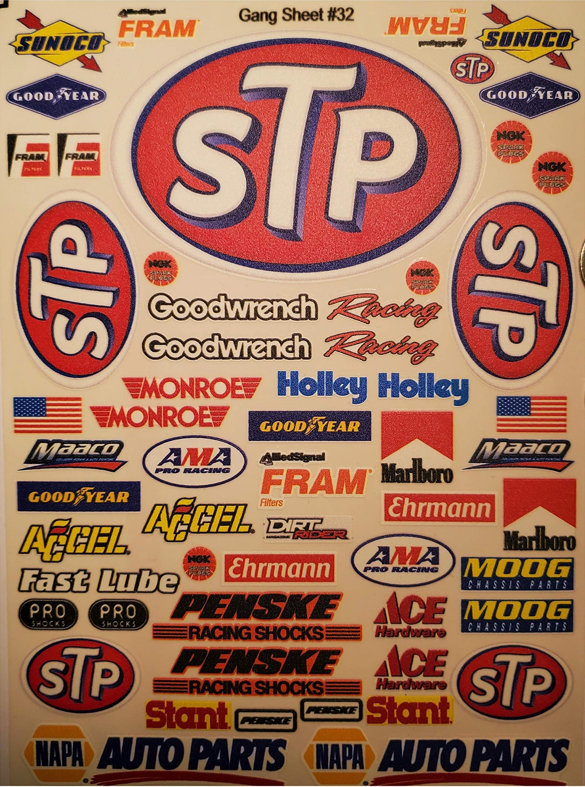 Buy STP Sticker Gang Sheet 32 1 10 Scale White Vinyl R C Model Decal 