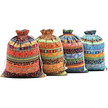 SumDirect Jute Bags Gift Bags Cotton Bags with Drawstring Small Fabric Bags for Christmas Children's Birthday Wedding Party and Christmas 20 x 25 cm Pack of 20