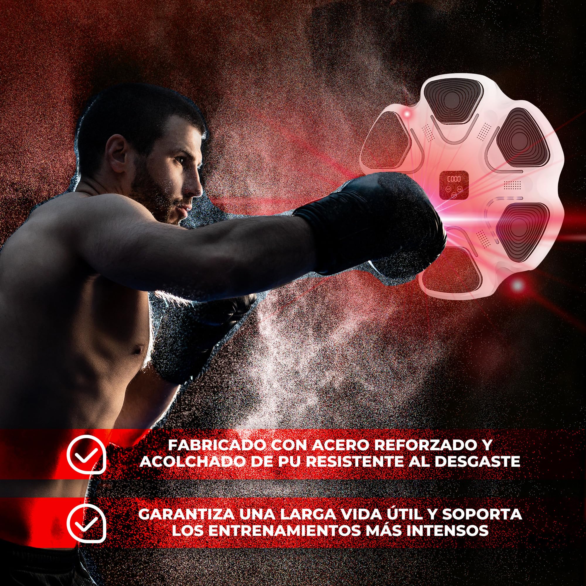 Arcanix Boxeo Pared Musical con Guantes de Boxeo - Maquina Boxeo Musical Pared con Bluetooth Panel con Musica Punch con Luces para Adulto y Niño Maquina de Boxeo Musical Boxing Machine 9 Velocidades