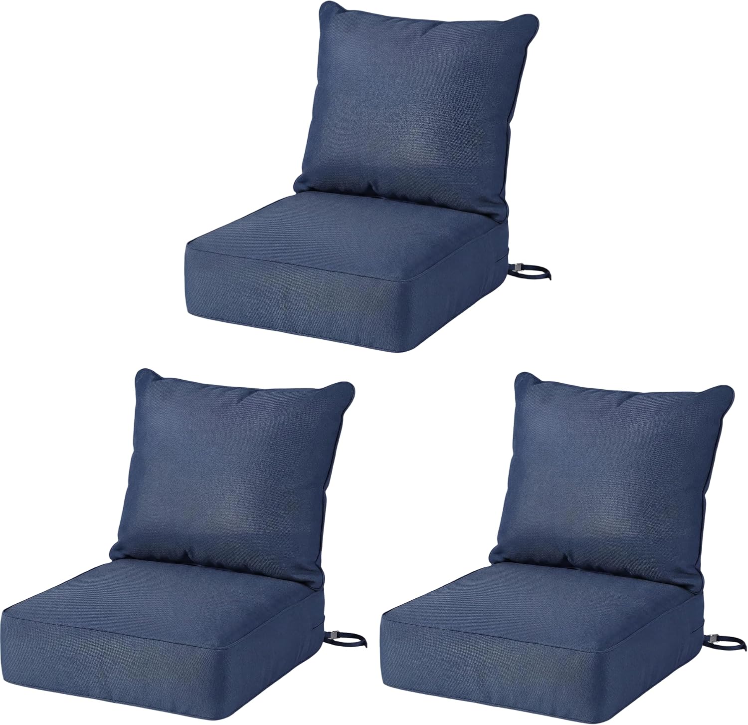 OUTISAN 6 Inch Extra Thick Outdoor Chair Cushions-24 x 24 Water & UV & Fade Resistant 1 Seat Outdoor Patio Furniture Cushions for Wicker Chairs Patio Chairs Loveseat Sofa (3, Blue)