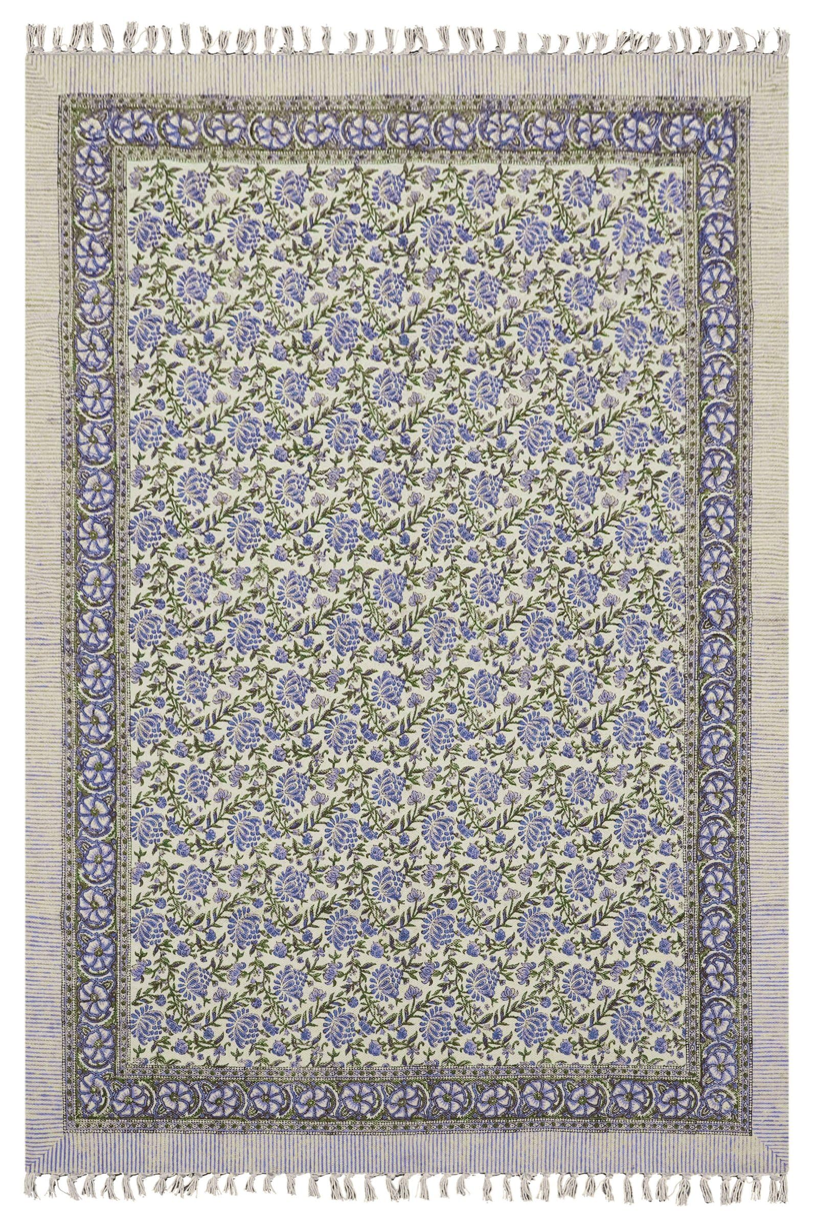 Tappeto per corridoio, 2,6 x 22 cm, spesso 0,5 cm, fatto a mano, stile bohémien, a trama piatta, motivo floreale, viola, beige, stampato a mano, in cotone, facile da lavare, per interni ed esterni