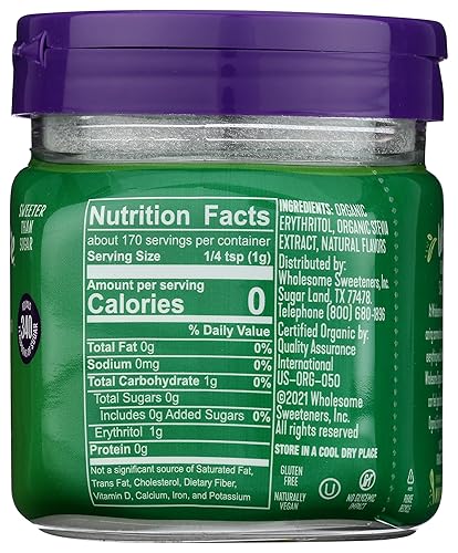 Miniatura 7 de Wholesome Stevia orgánica mezcla edulcorante sin calorías sin OMG ni gluten tarro de 6 onzas paquete de 1