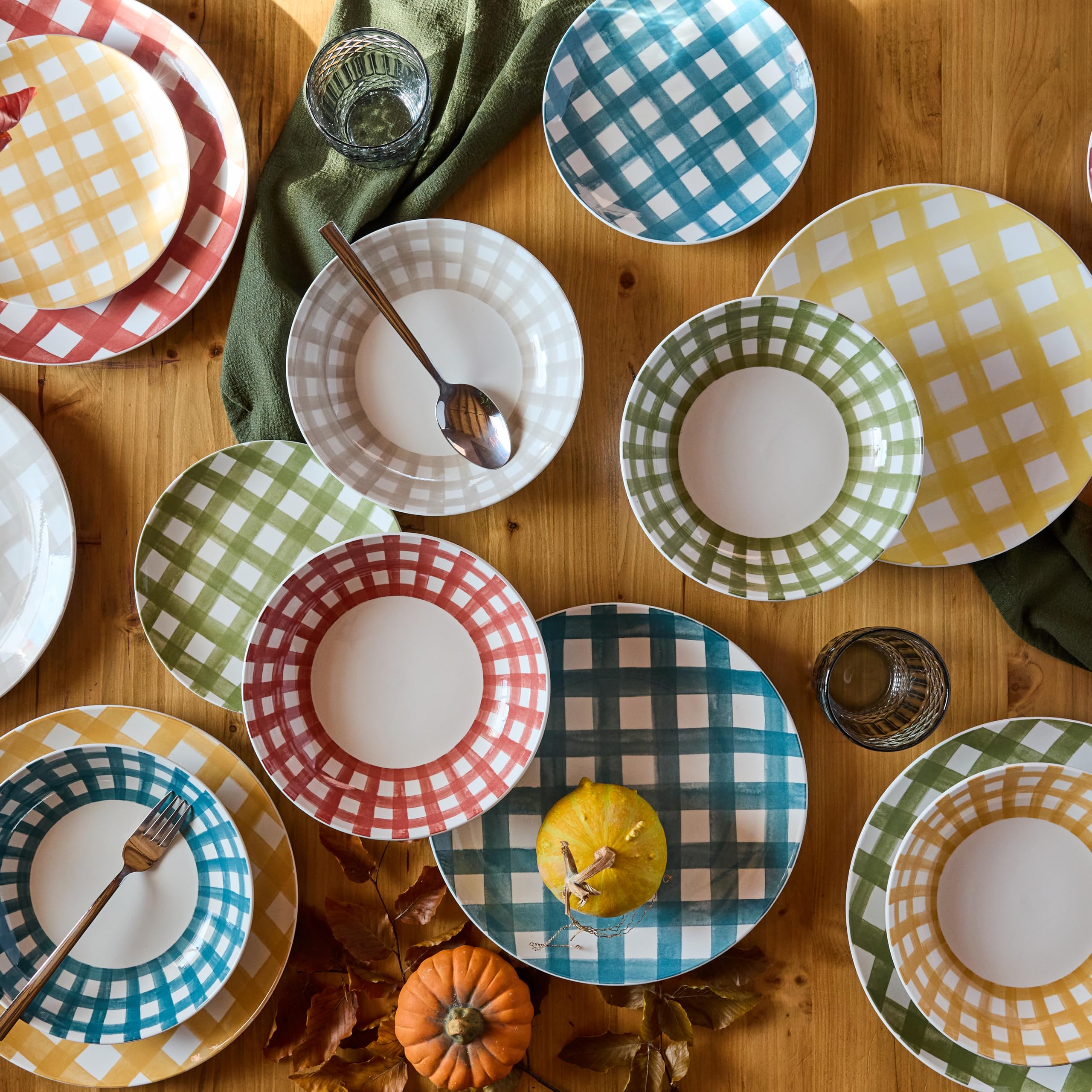 Tognana Caledonia, service de vaisselle 18 pièces pour 6 personnes, en porcelaine, multicolore