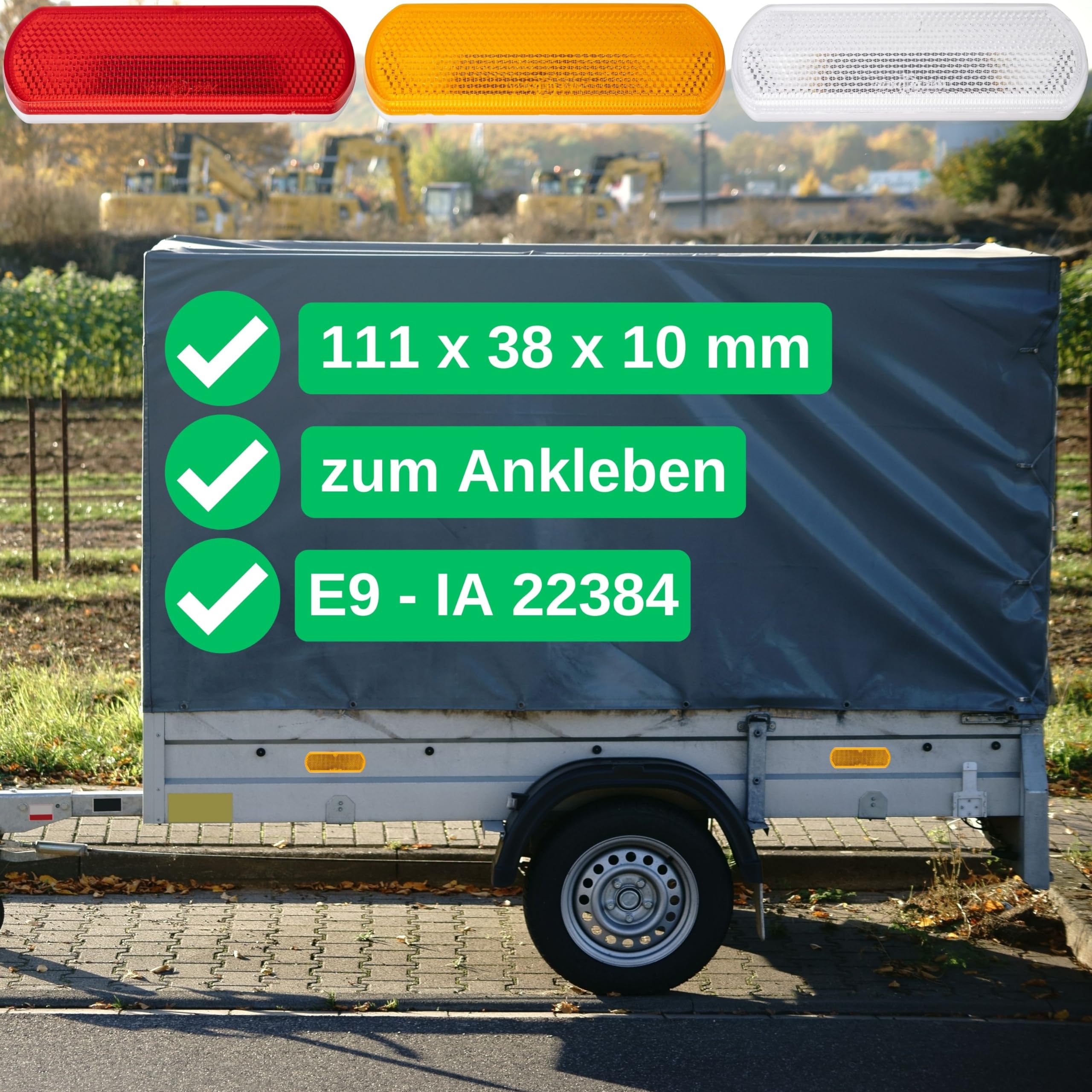 Réflecteurs Avec Filetage, 4 Pièces, Orange, 88 X 35 Mm, Avec Marque D'Homologation E, Réflecteur De Sécurité Pour Remorque, Caravane, Poteau, Œil De Chat Droite Gauche, Trailer Reflector, Catadioptre