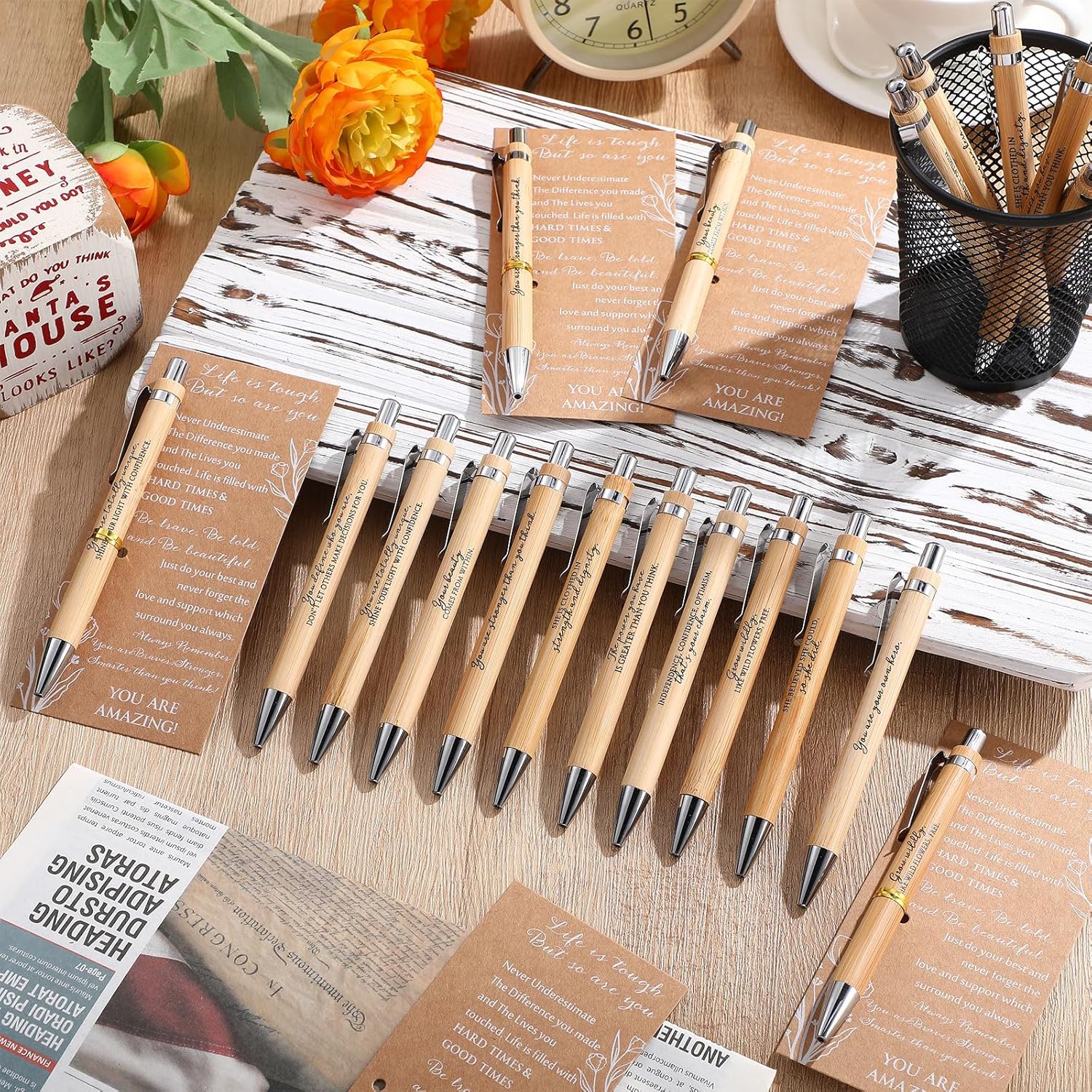 Supervitae 40 Set Employee Appreciation Gift Bulk for Women 10 Style Motivational Quote Ballpoint Pens and Flower Card Employees Inspirational Gifts for Volunteer Nurses Coworkers Teachers - Image 5