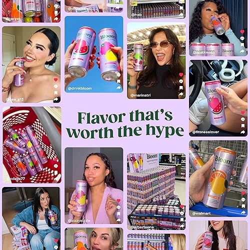 Miniatura 4 de Bloom Nutrition Bebida energética espumosa, paquete variado de manzana crujienteglaciar crush, cafeína natural, cero azúcar, 180 mg de cafeína, rica