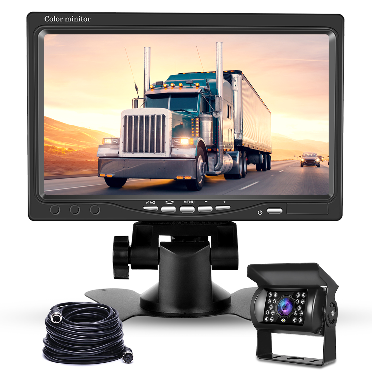Écran LCD 7" HD Voiture - Moniteur MP5 Avec Caméra Recul, Support Inclus, Auto-Alimentation