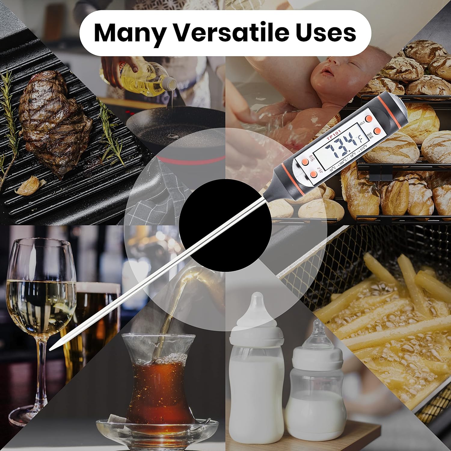 review Cheer Collection Digital Meat Thermometer, Quick Read Cooking Thermometer for Grill BBQ Snoker and Kitchen