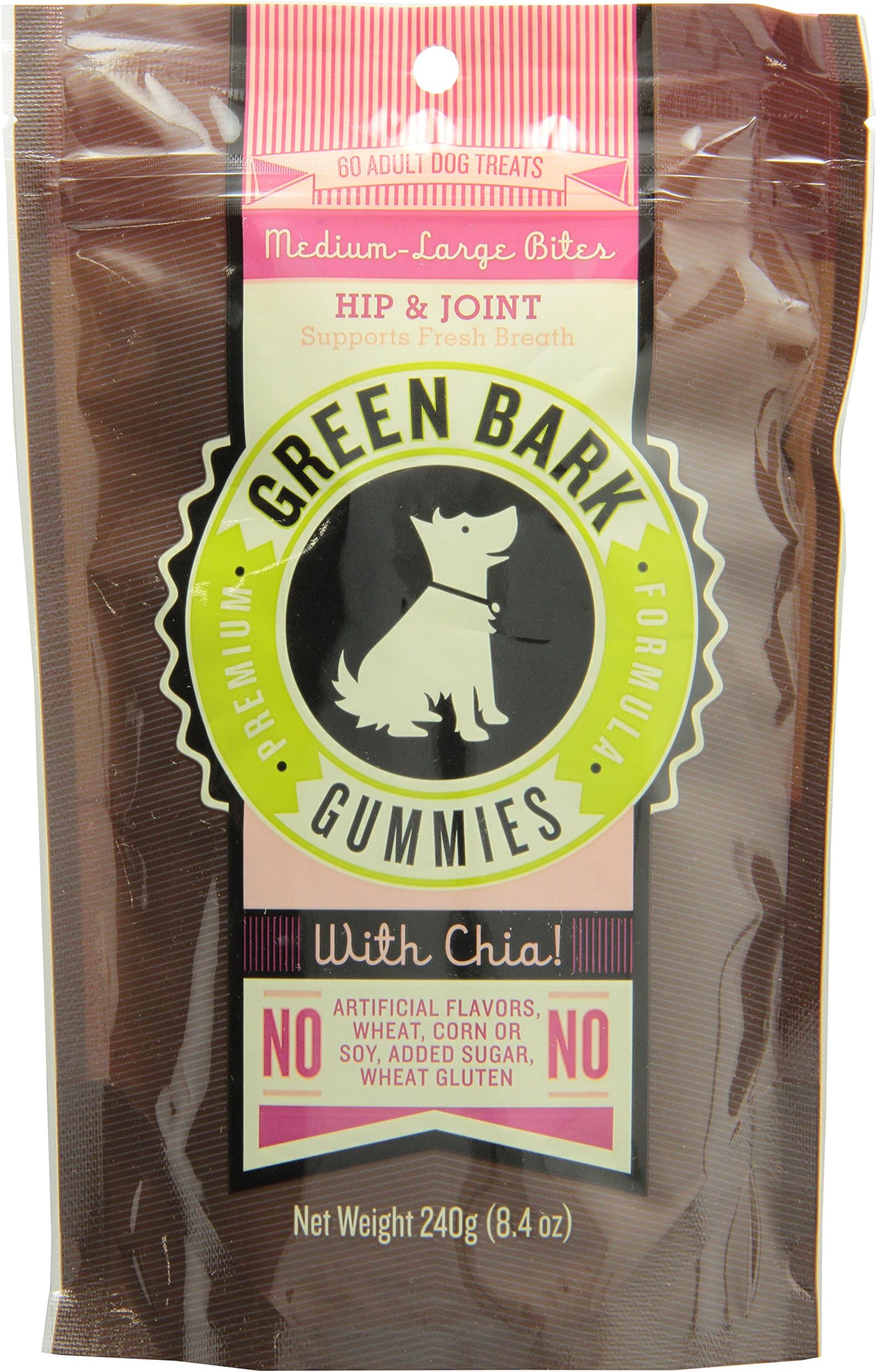 Green Bark Gummies Hip & Joint Medium-Large Bites for Dogs 8.4oz