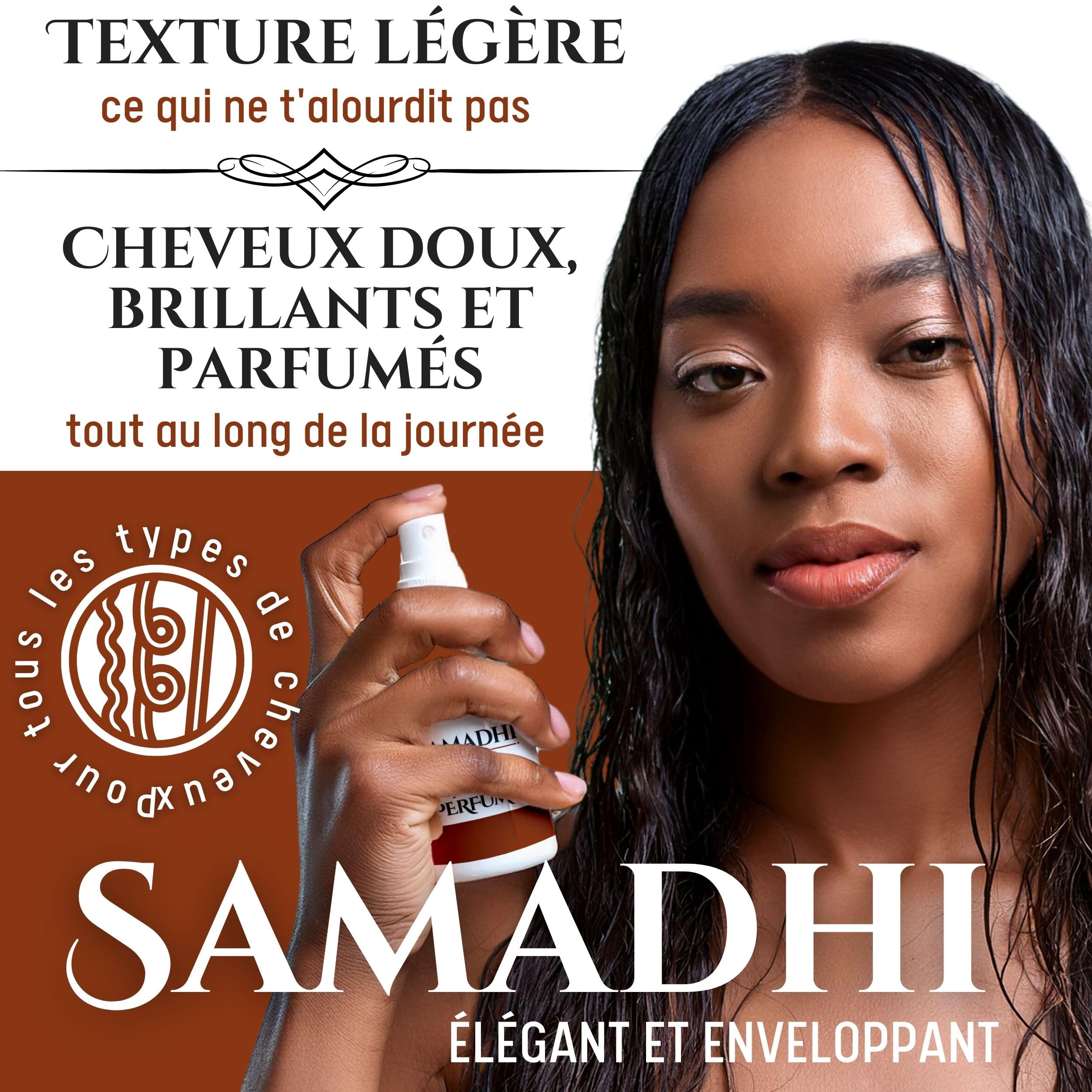 SAMADHI - Parfum Cheveux Femme Et Homme Avec Jasmin, Cèdre Et Vanille, Hydratant Et Nourrissant. Sans Alcool, Parfum Longue Durée, Huile Cheveux Spray - 50ml - Non Gras - Made In Italy, Aesthete