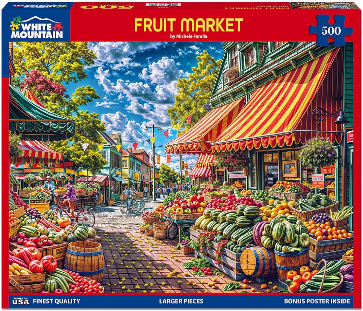 White Mountain 500 Piece Jigsaw Puzzle Scenic Summer Puzzles with Large Pieces Gift for Adults 18"x24" - Fruit Market