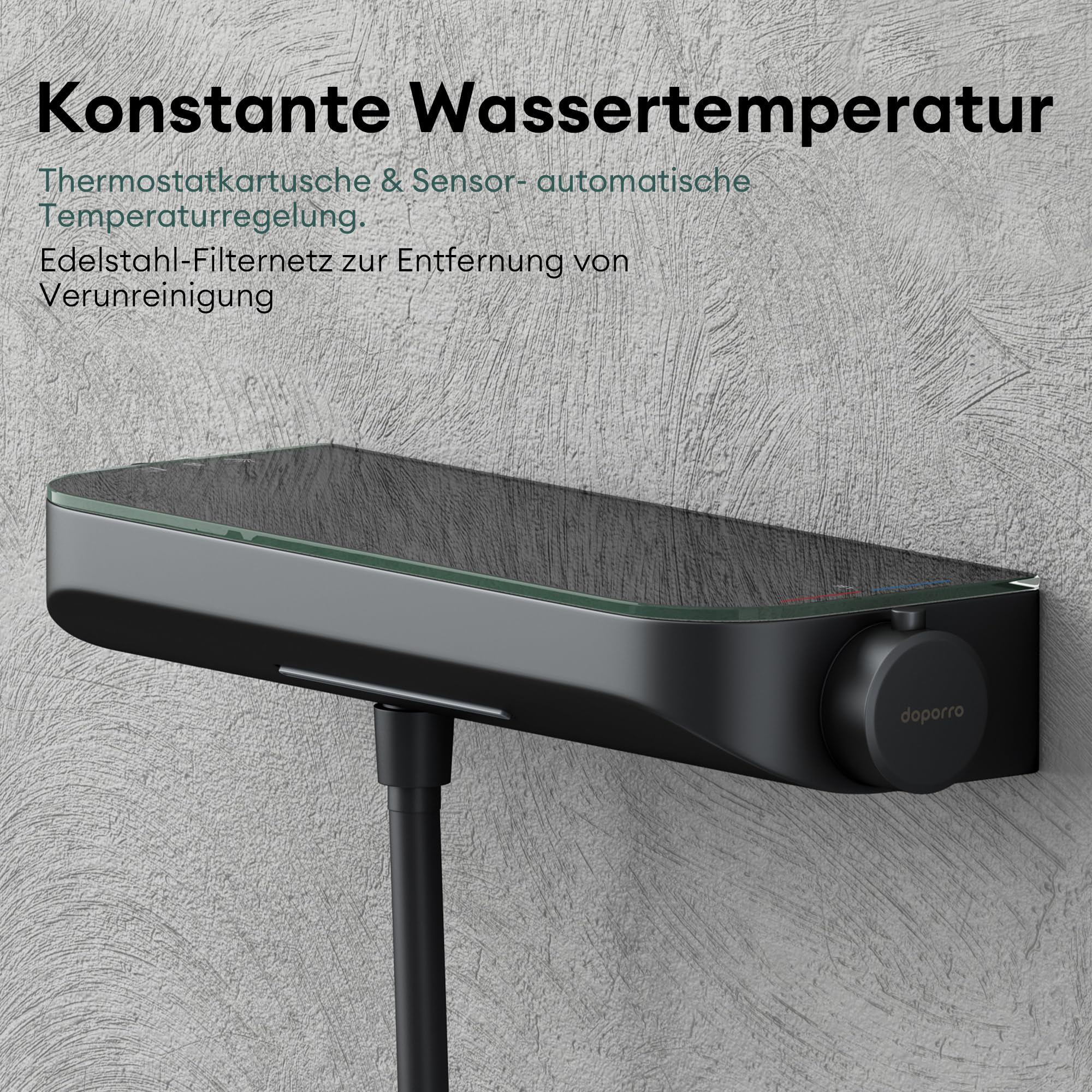 Mai & Mai Thermostat Badewannenarmatur mit Handbrause Matt Schwarz | Wannenarmatur aus Messing, Wannenthermostat 4 Strahlarten Wandarmatur für Badewanne, inkl. Brauseschlauch Duschsystem8