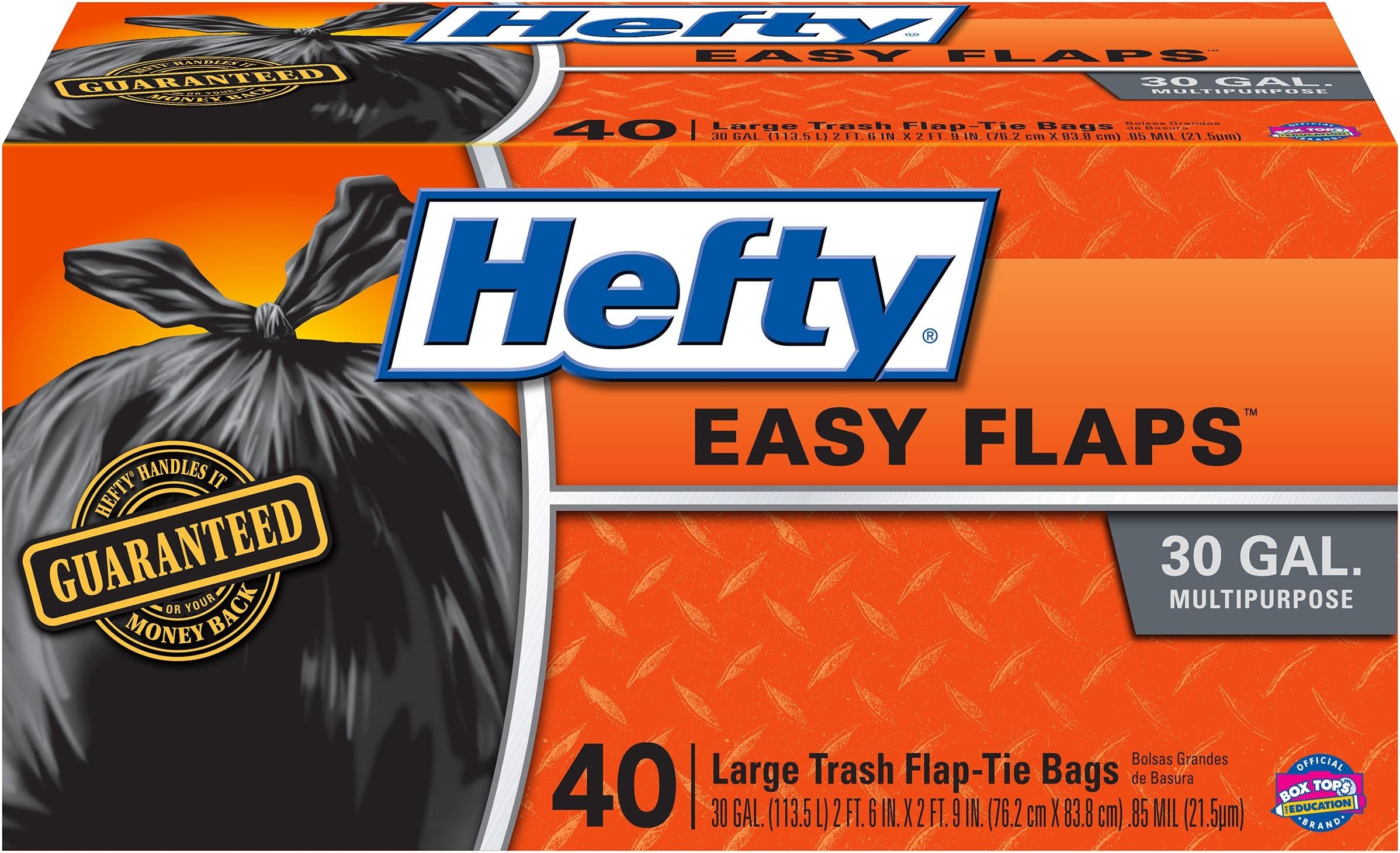 Hefty Multipurpose Easy Flaps Trash Bags, 30 Gallon, 40