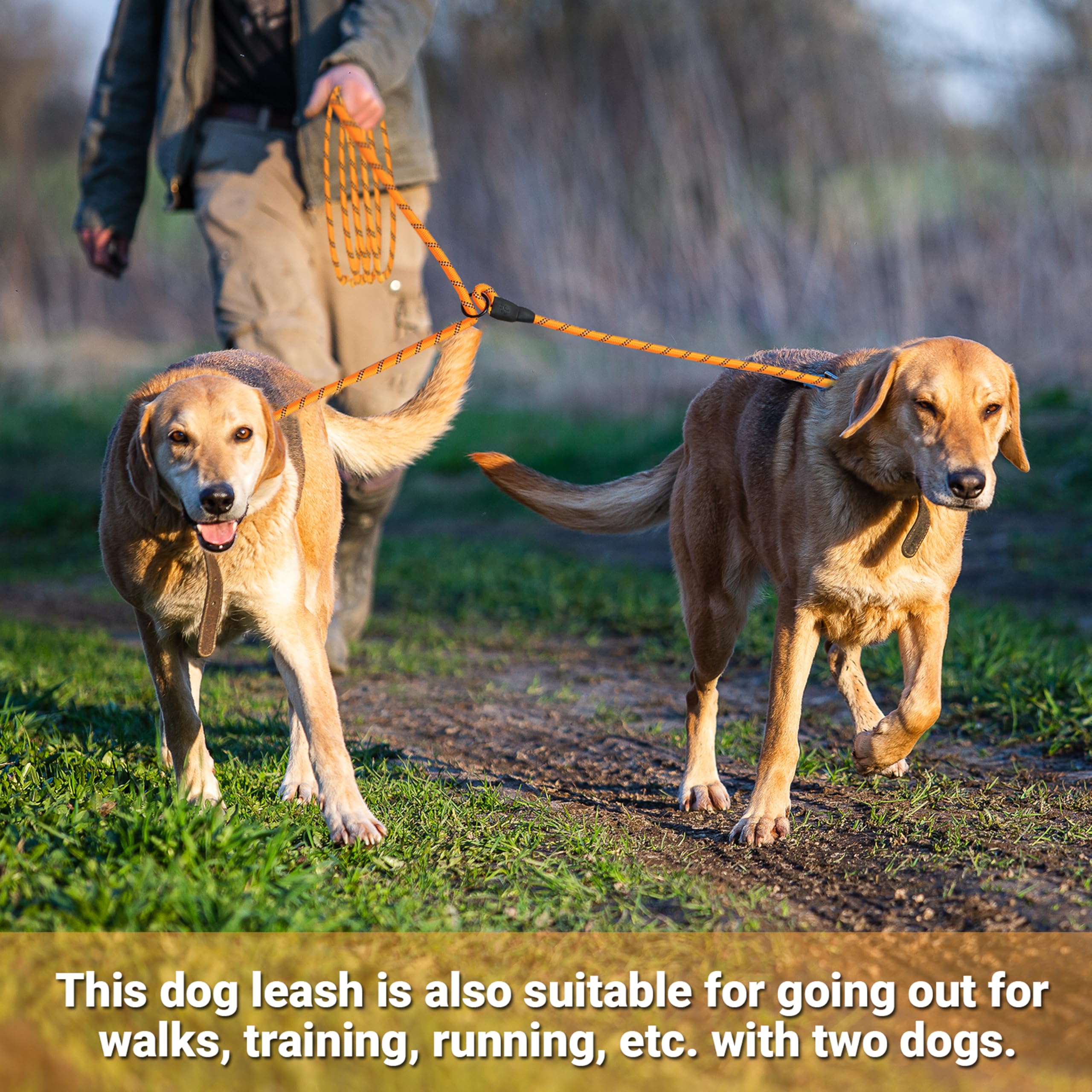 Cable de amarre para perro, resistente con 3 ganchos giratorios para entrenamiento de patio, campamento al aire libre, correa larga reflectante para perros pequeños, medianos y grandes