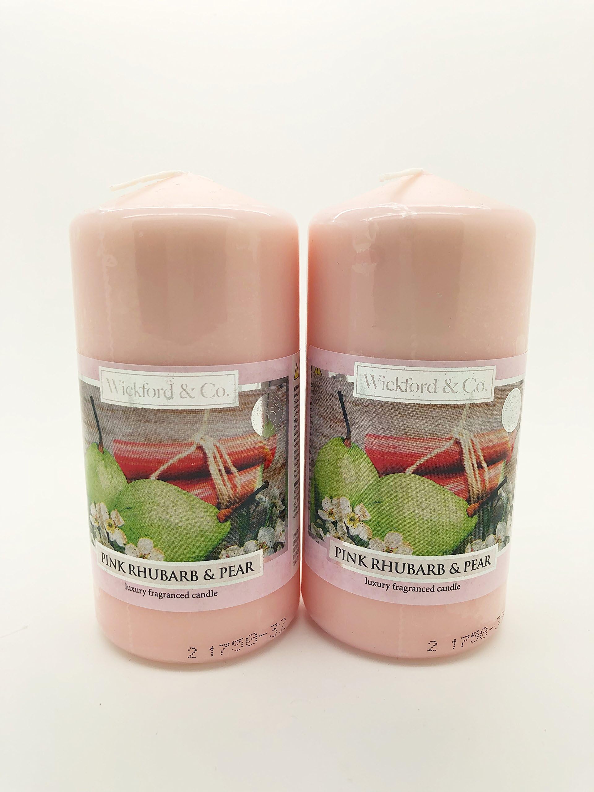 Pack of 2 - 'Pink Rhubarb & Pear' Fragrance Candle (12cm x 6cm Diameter) - Swan household ®