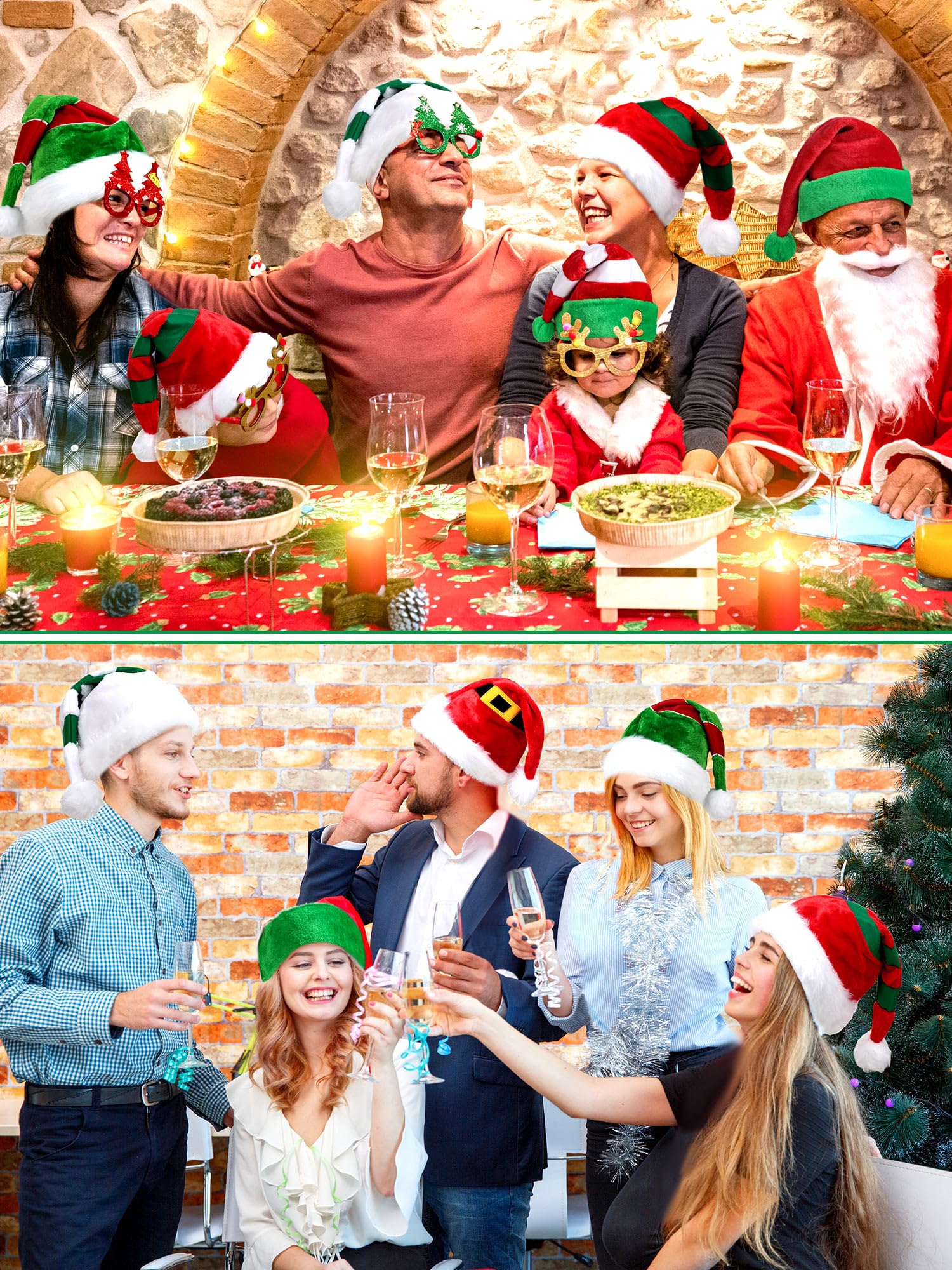 Liitrsh 6 cappelli di Natale cappello di Babbo Natale novità cappello di Babbo Natale elfo cappello di Natale brutto maglione elfo cappelli divertenti di Natale gnomo cappelli per adulti bambini