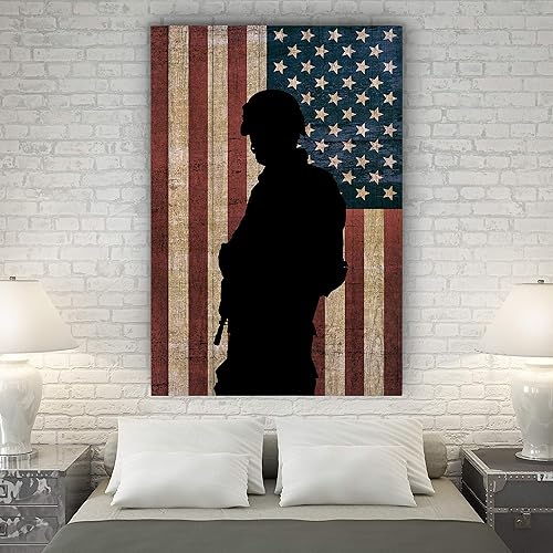 Miniatura 6 de Renditions Gallery Lienzo decorativo para pared, pinturas para el hogar, obras de arte de silueta oscura de veterano, decoración moderna en blanco y