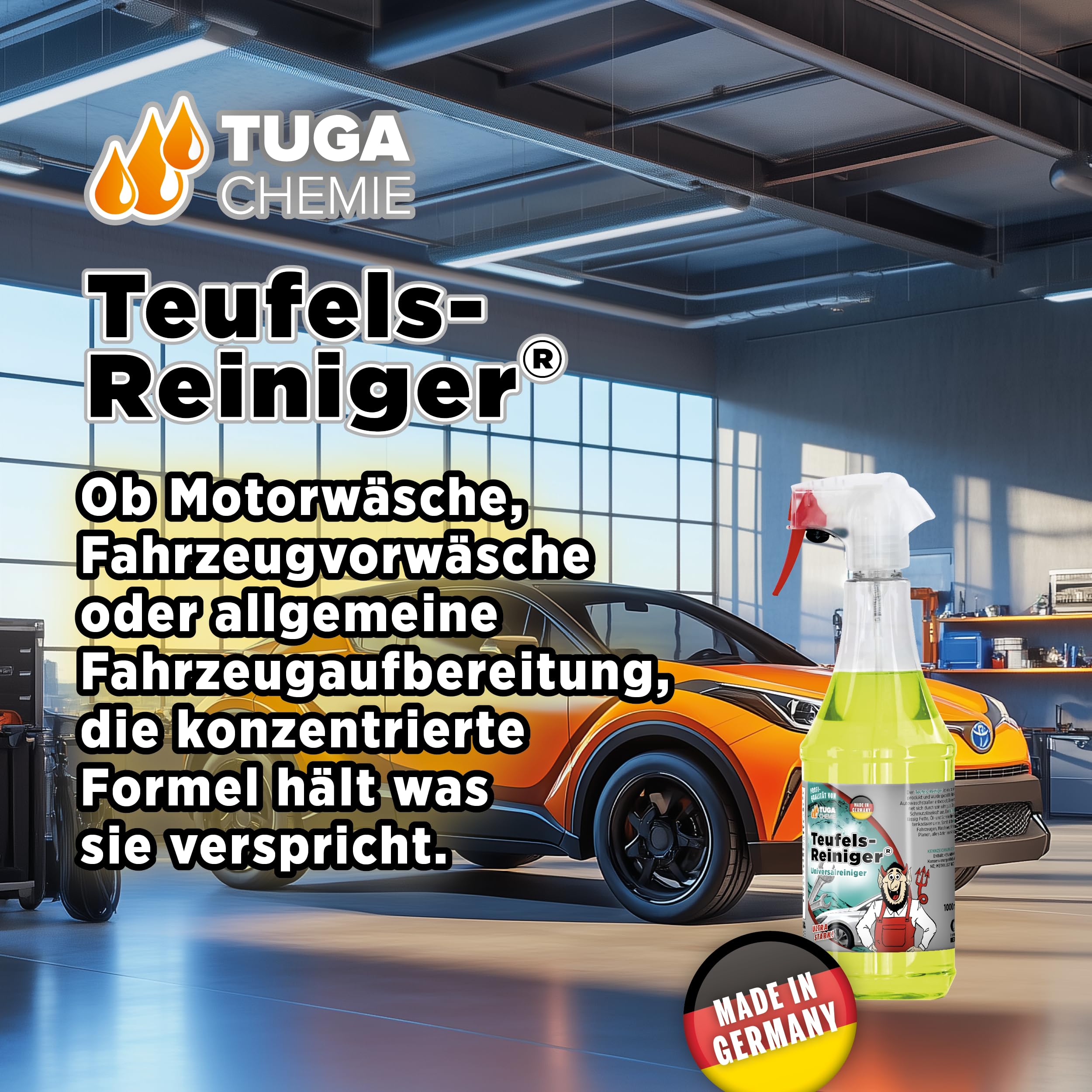 TUGA Chemie Teufels-Reiniger Universalreiniger – Säurefrei – 5 L Kanister | Kraftvoller Vorreiniger bei starker Verschmutzung am Auto – Für Haushalt & Werkstatt – Säurefrei