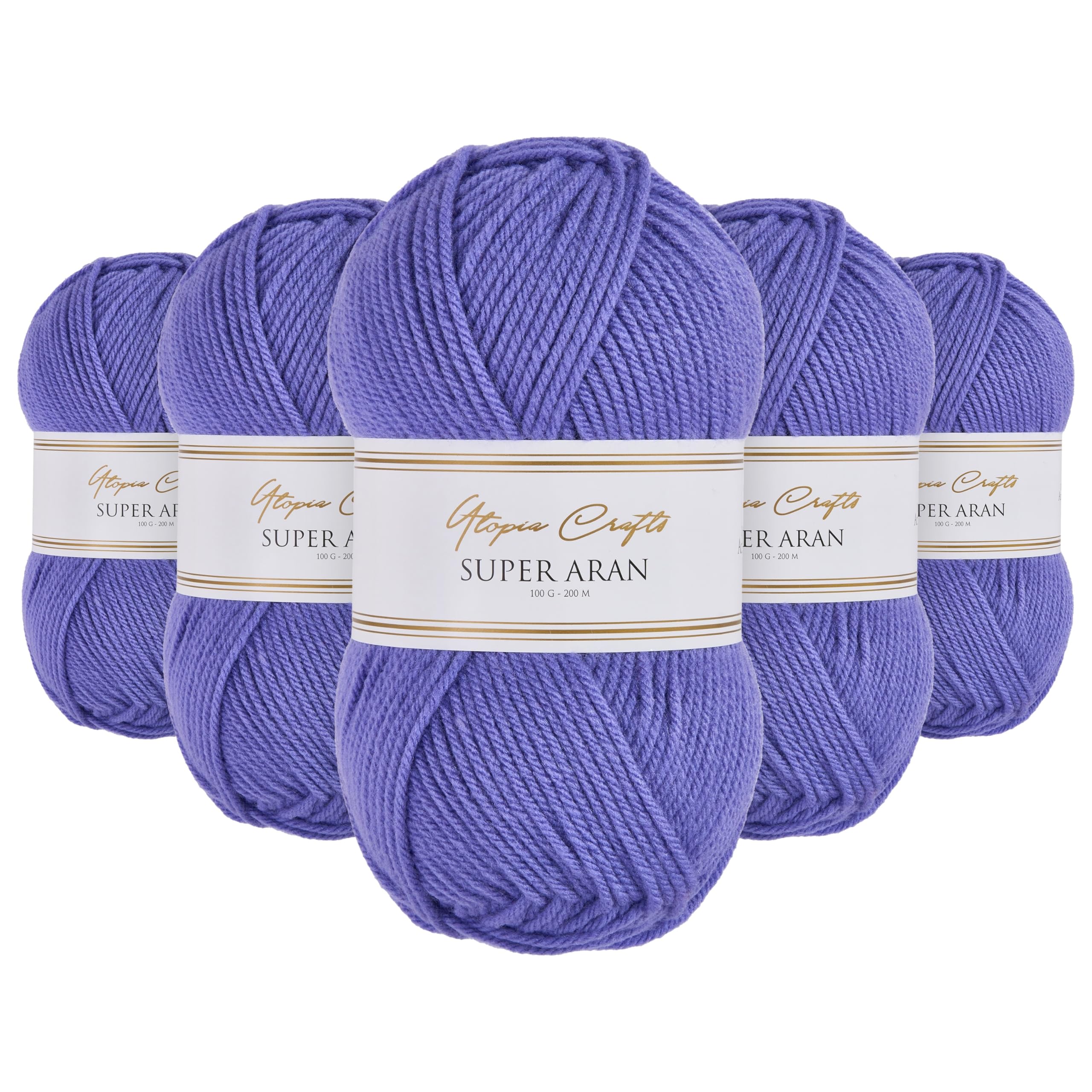 Utopia Crafts Super Aran Knitting and Crochet Yarn 5X 100g (Lavender Mist)