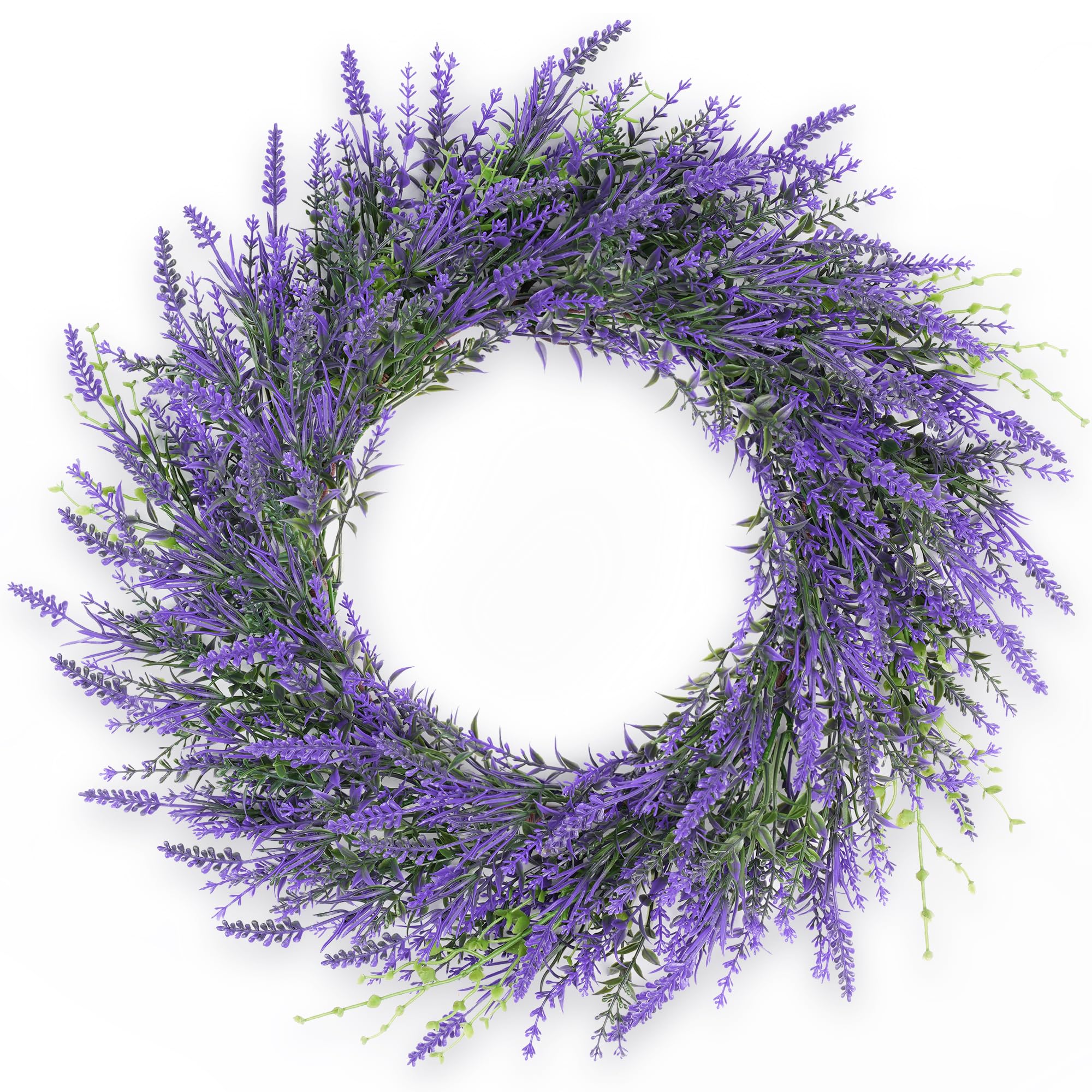 petalyn Artificial Lavender Wreath for Front Door, 20 Inch Spring Summer Door Wreaths, All Seasons Purple Wreath for Wedding Valentine Farmhouse Party Home Window Wall Outdoor Decor