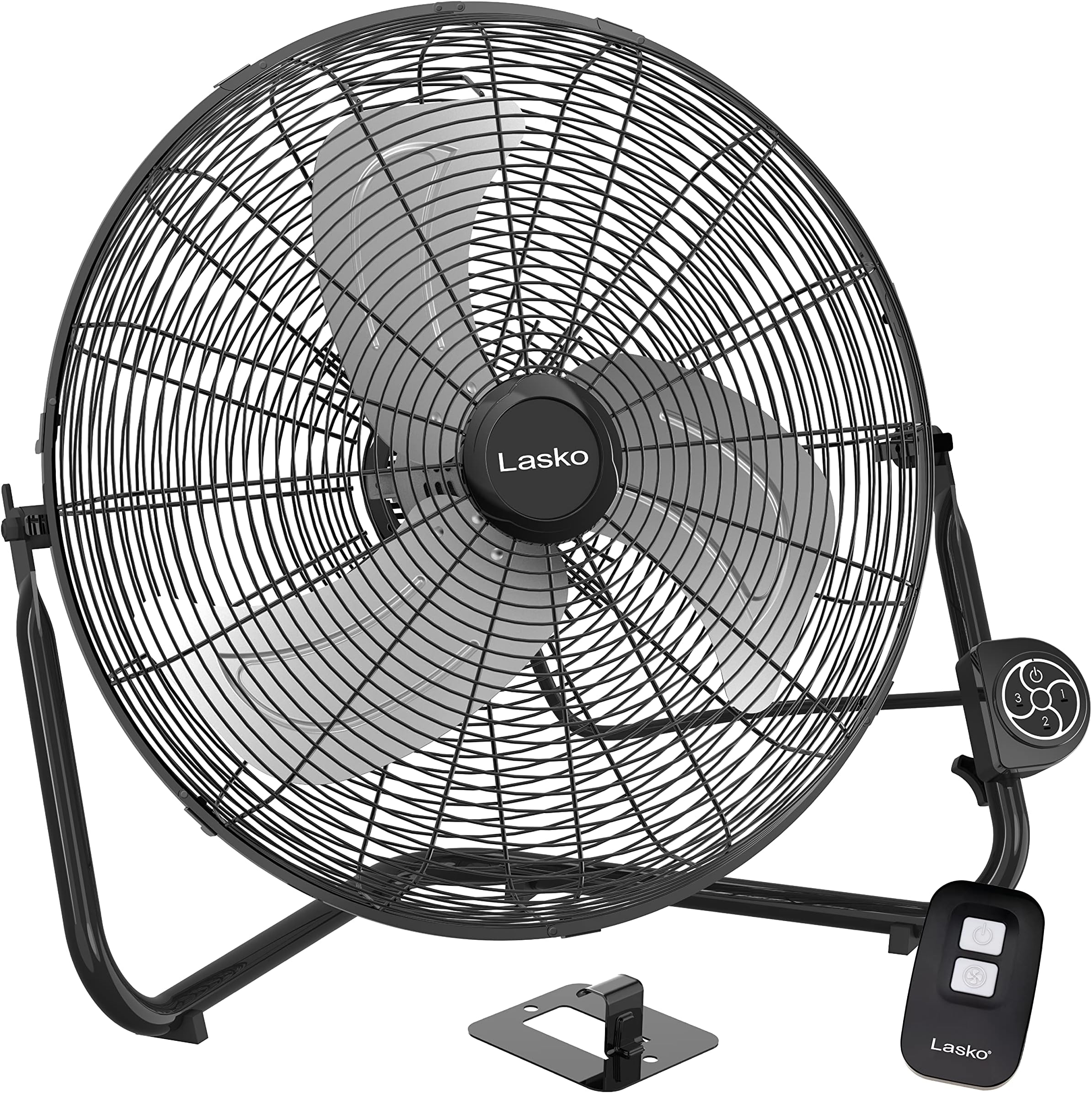 Lasko 20" Black High Velocity Wall Mount Fan with Pivoting Head - 3 Speeds, Remote Control, Ideal Wall Mount Fan or Floor Fan for Home, Garage, Attic, H20660