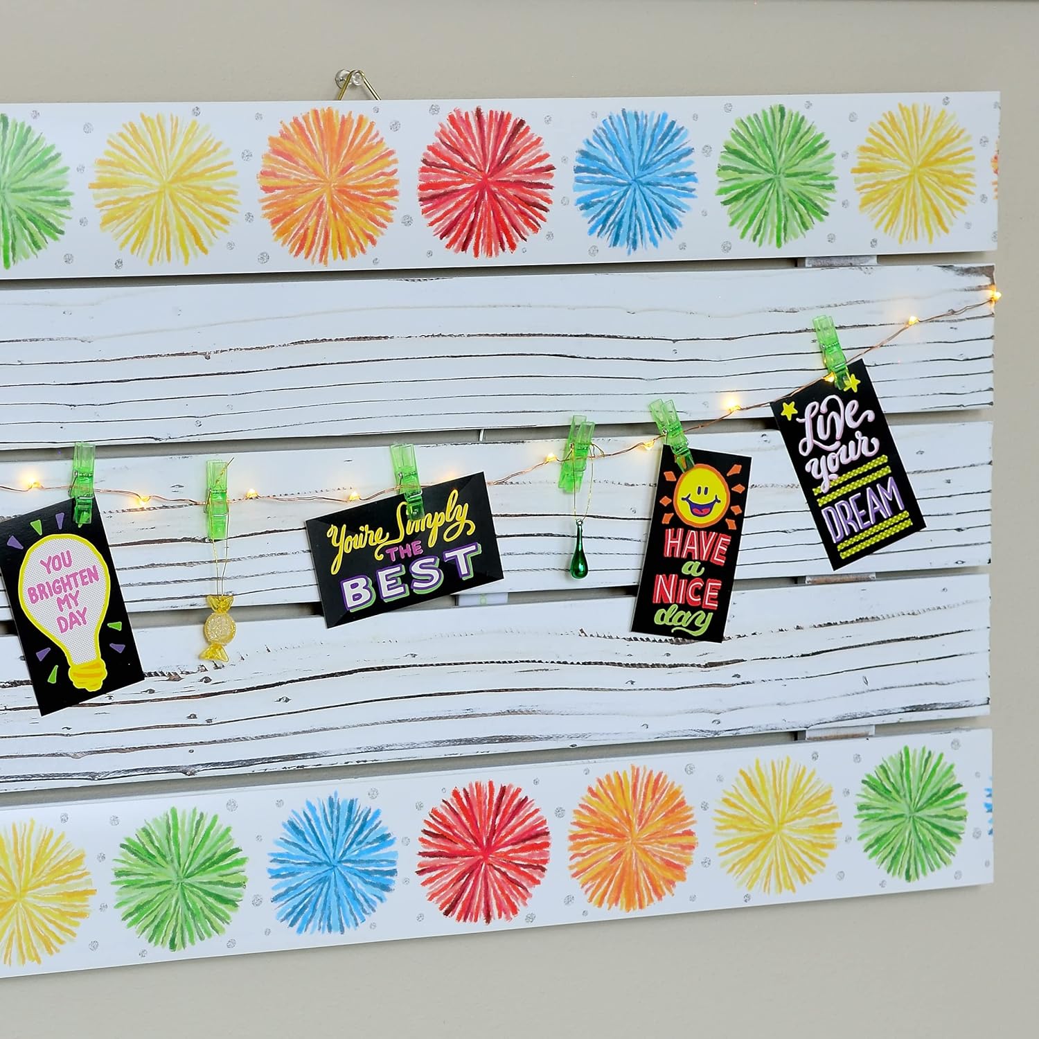 Youngever 16M Bulletin Board Borders for Classroom Decoration, Sunburst Theme Design Straight Border Trim 4 914df8l0LdL. AC SL1500