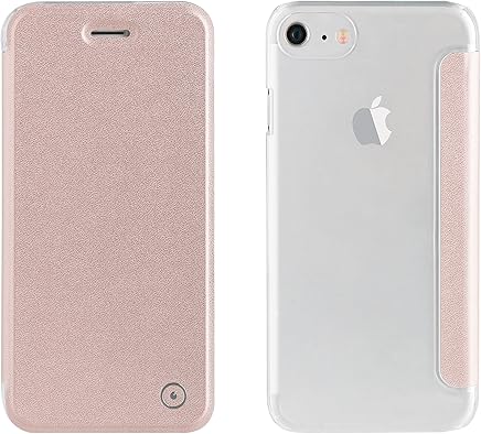 Muvit Folio - Funda con Parte Trasera Transparente para Apple iPhone 8/7/6S/6, Color Rose Gold