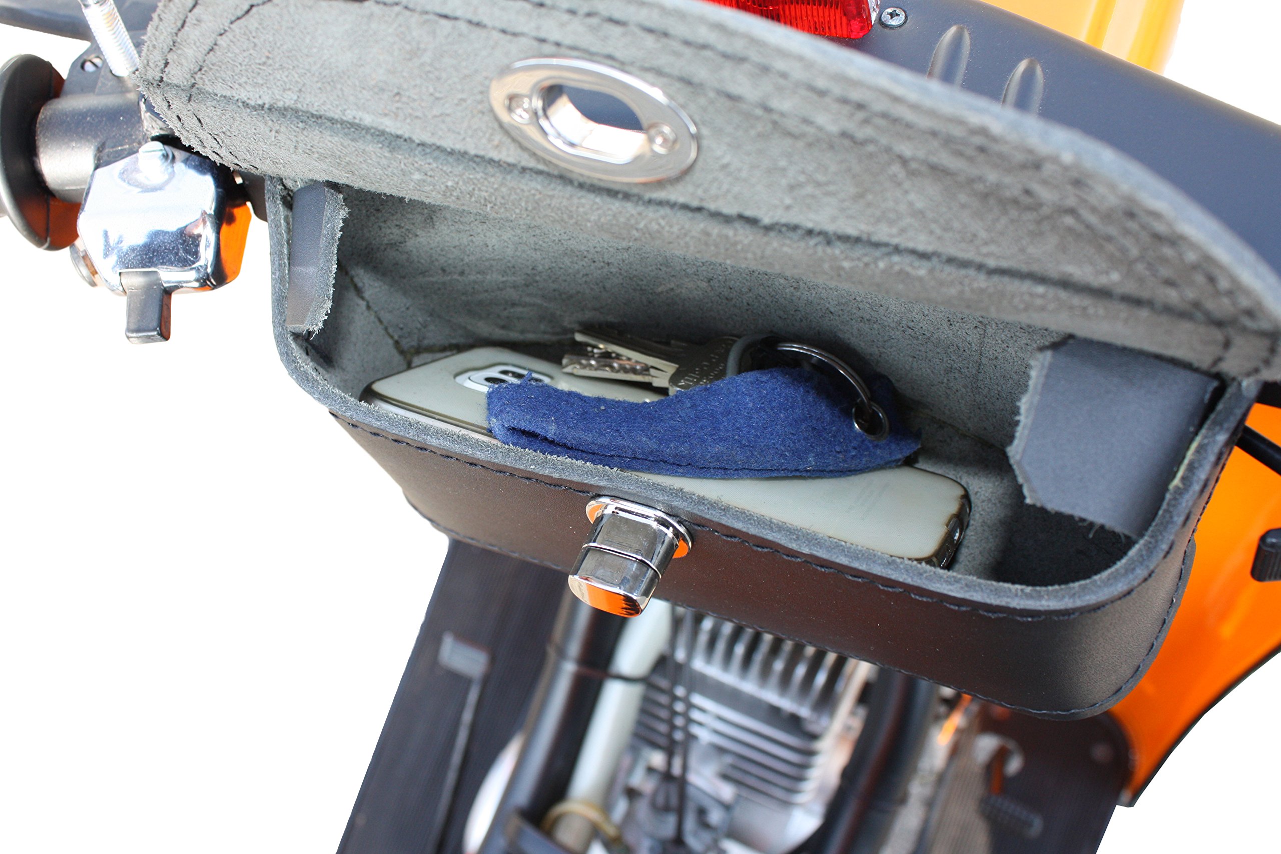 generisch made4bikers Set Leder Lenkertasche und Hecktasche mit Schnellverschluss in Schwarz Tasche für Simson Schwalbe Sperber Star Spatz KR50 KR51 SR4