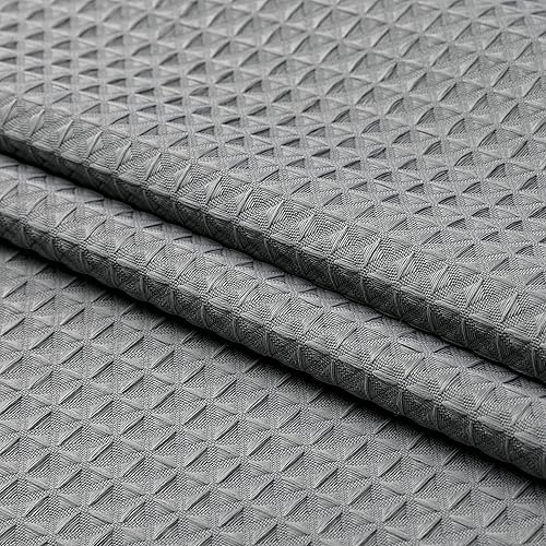 Miniatura 3 de MISS SELECTEX Cortina de ducha con tejido de gofre gris, spa, cortina de baño de lujo, impermeable, 230 GSM, tela resistente, 60 x 72 pulgadas